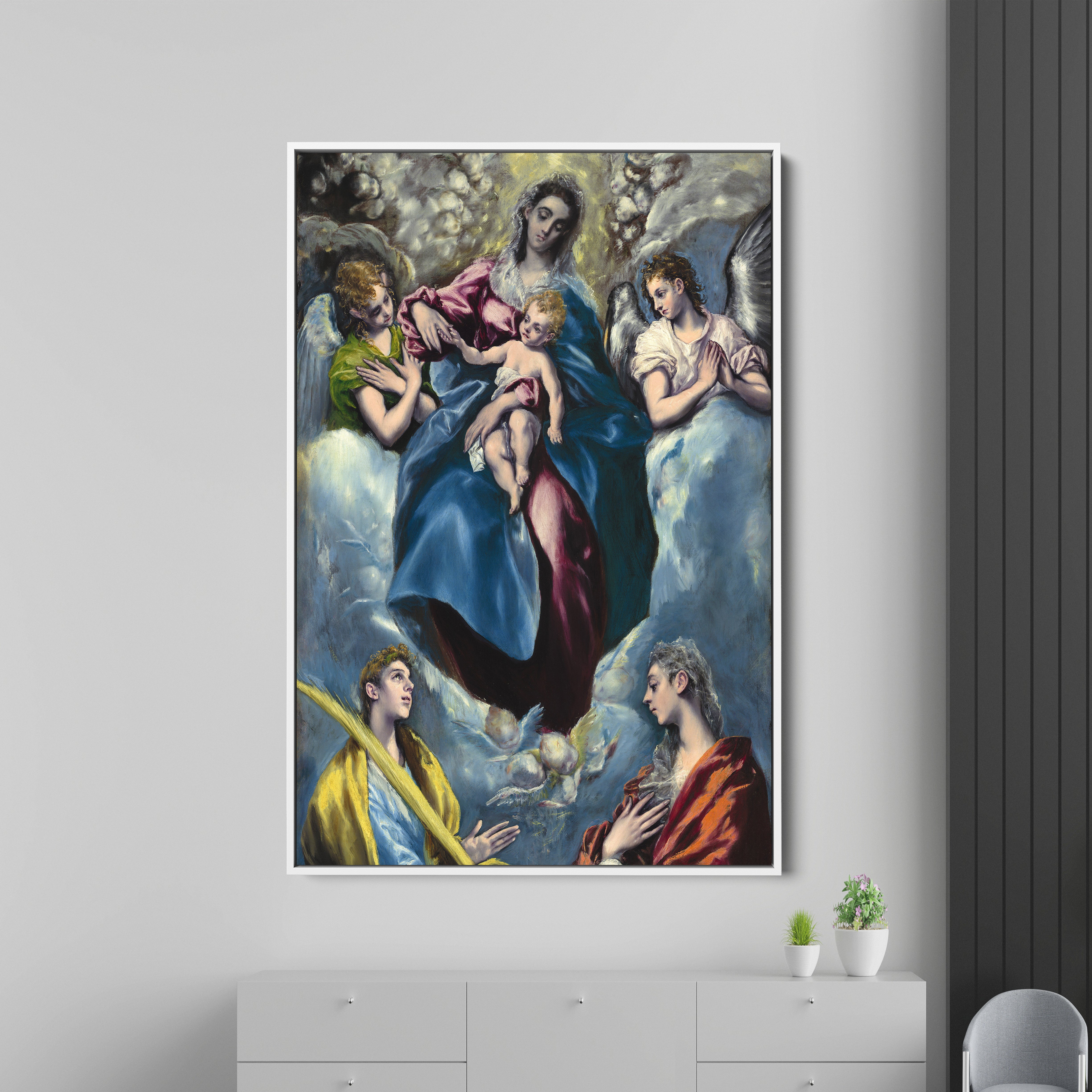 Madonna and Child with Saint Martina and Saint Agnes Canvas Wall Painting