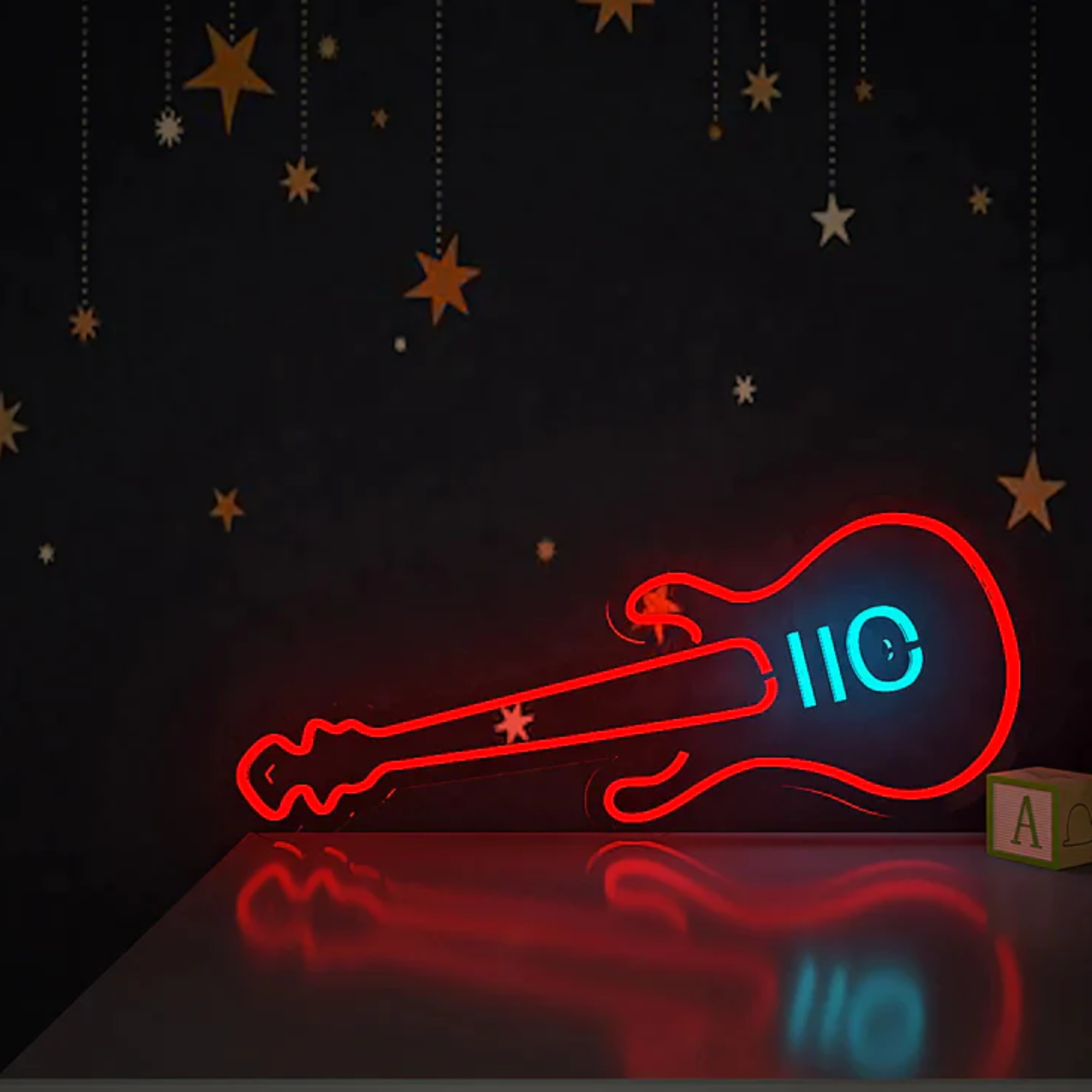 Red Guitar Design Neon LED Light