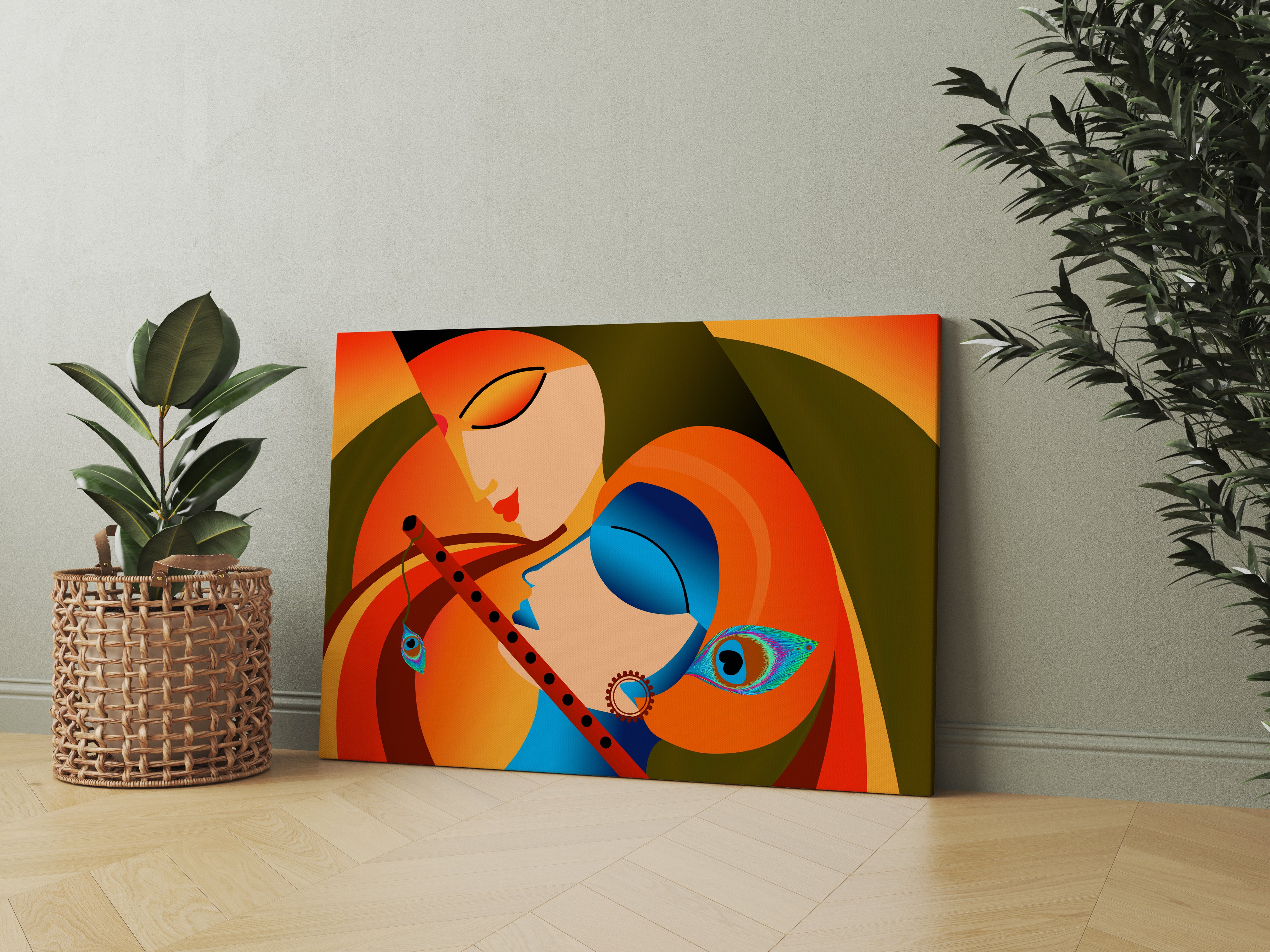 Lord Radha Krishna Colorful Attractive Canvas Wall Painting