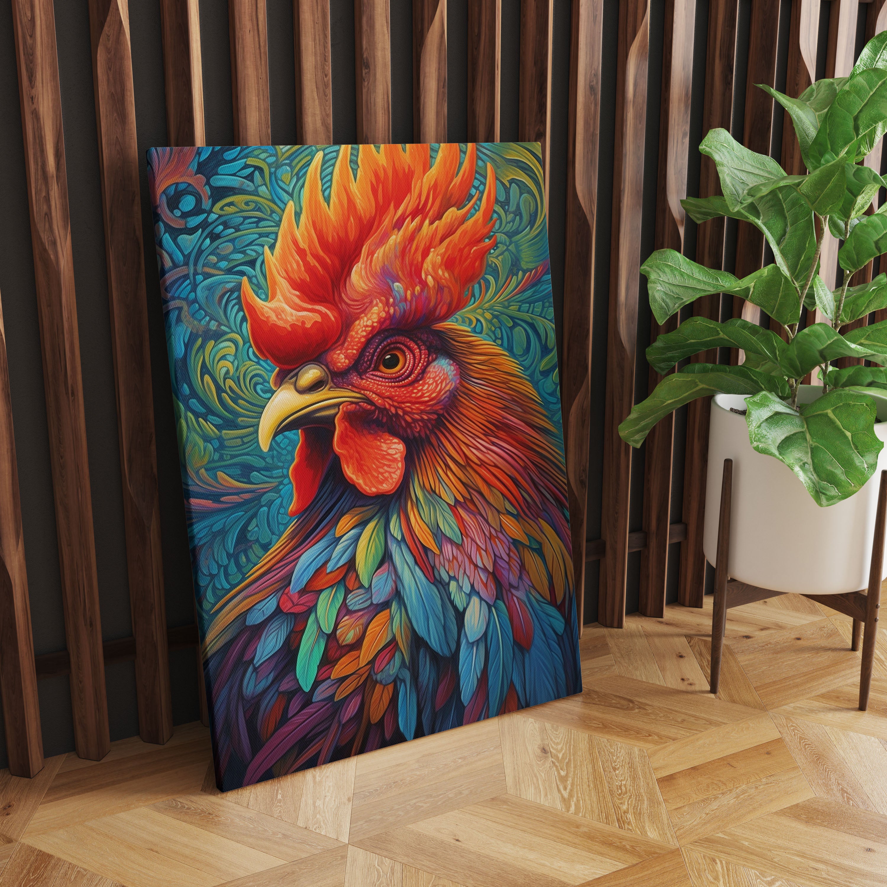 Colorful Chicken Canvas Wall Painting