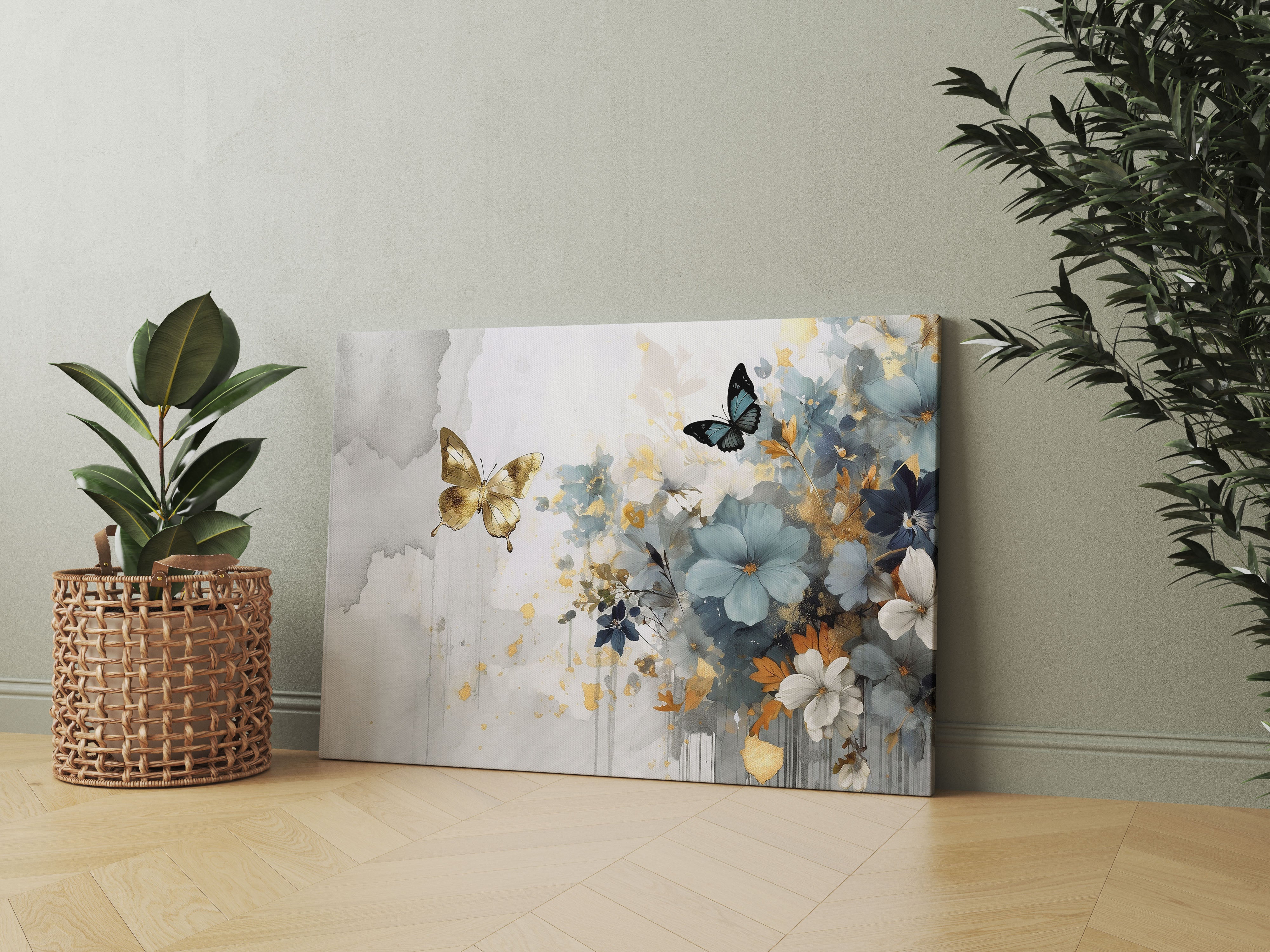 Butterfly And Flowers Canvas Wall Painting