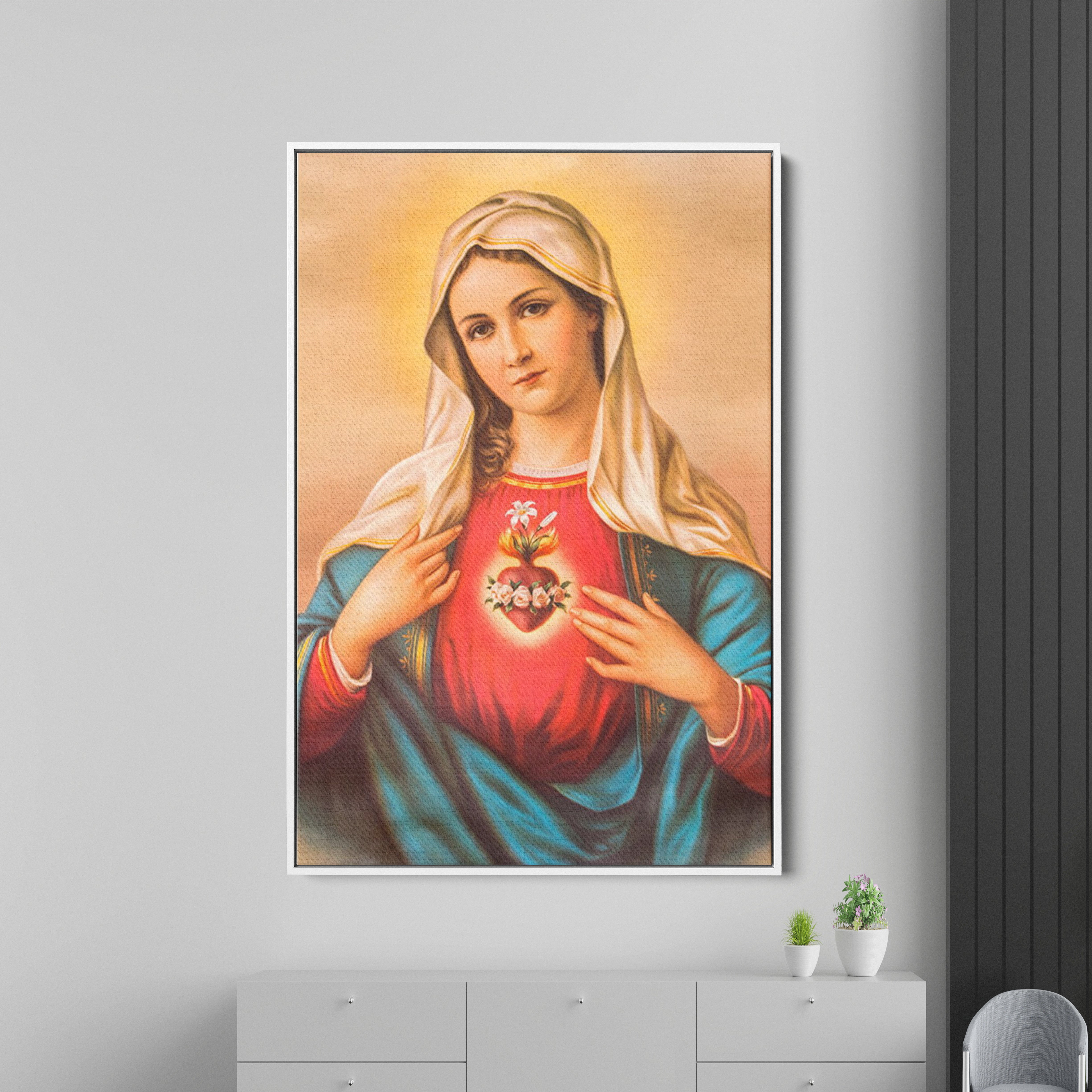 Virgin Mary Sacred Heart Canvas Wall Painting