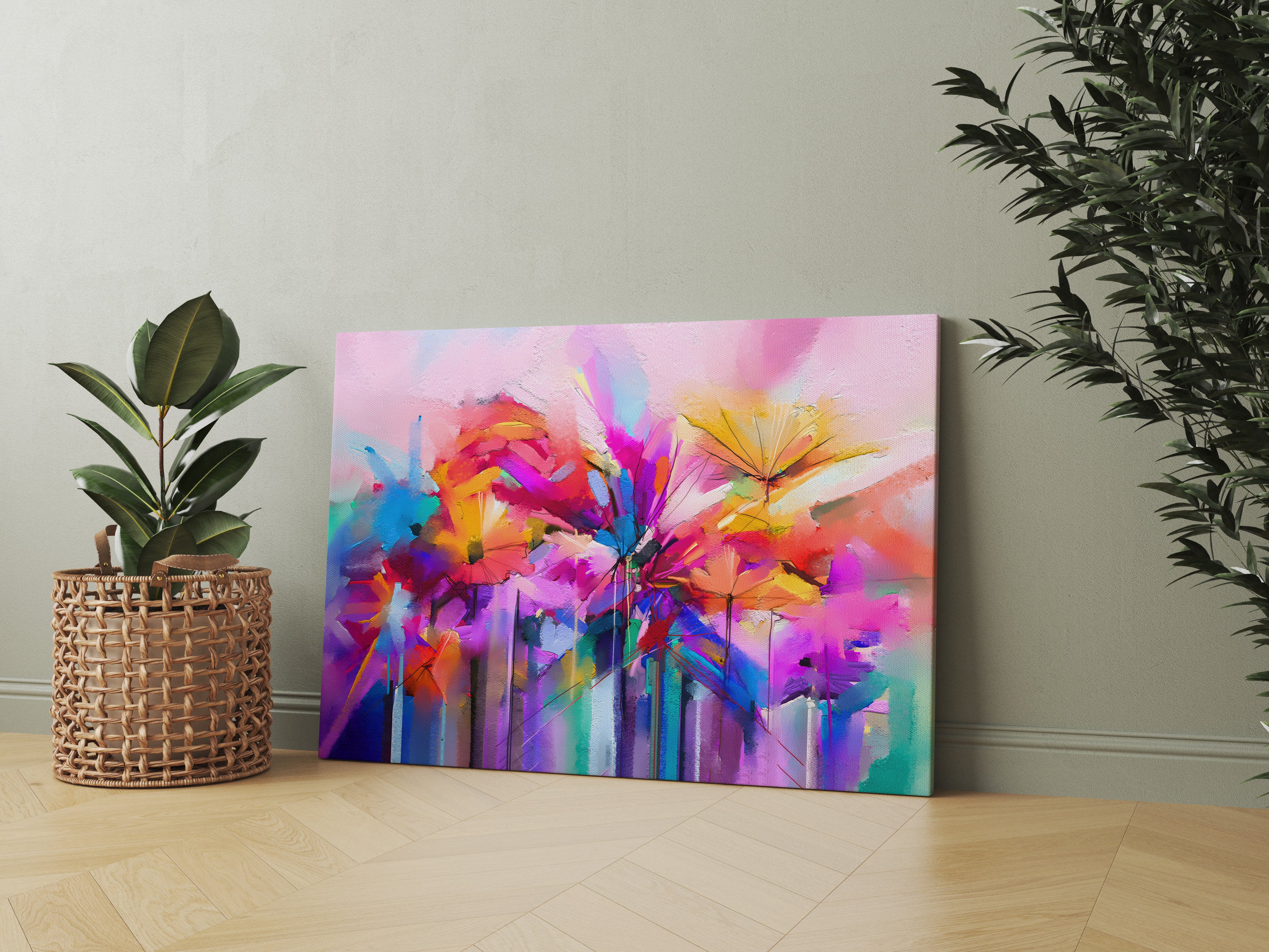 Abstract Colorful Spring Flower Morden Canvas Wall Painting
