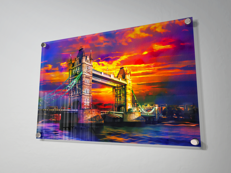 Tower Bridge At Night In London Premium Acrylic Wall Painting