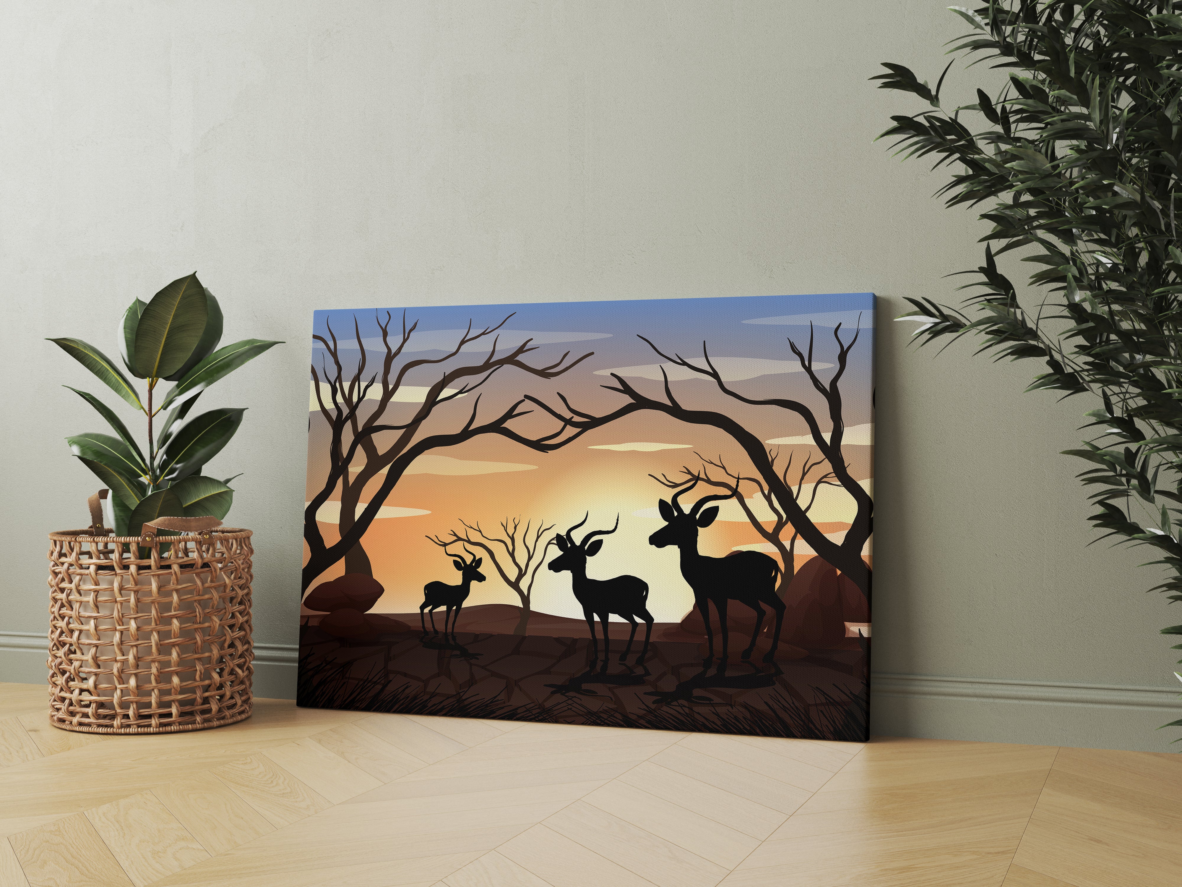 Outdoor Nature Sunset Scene Canvas Wall Painting