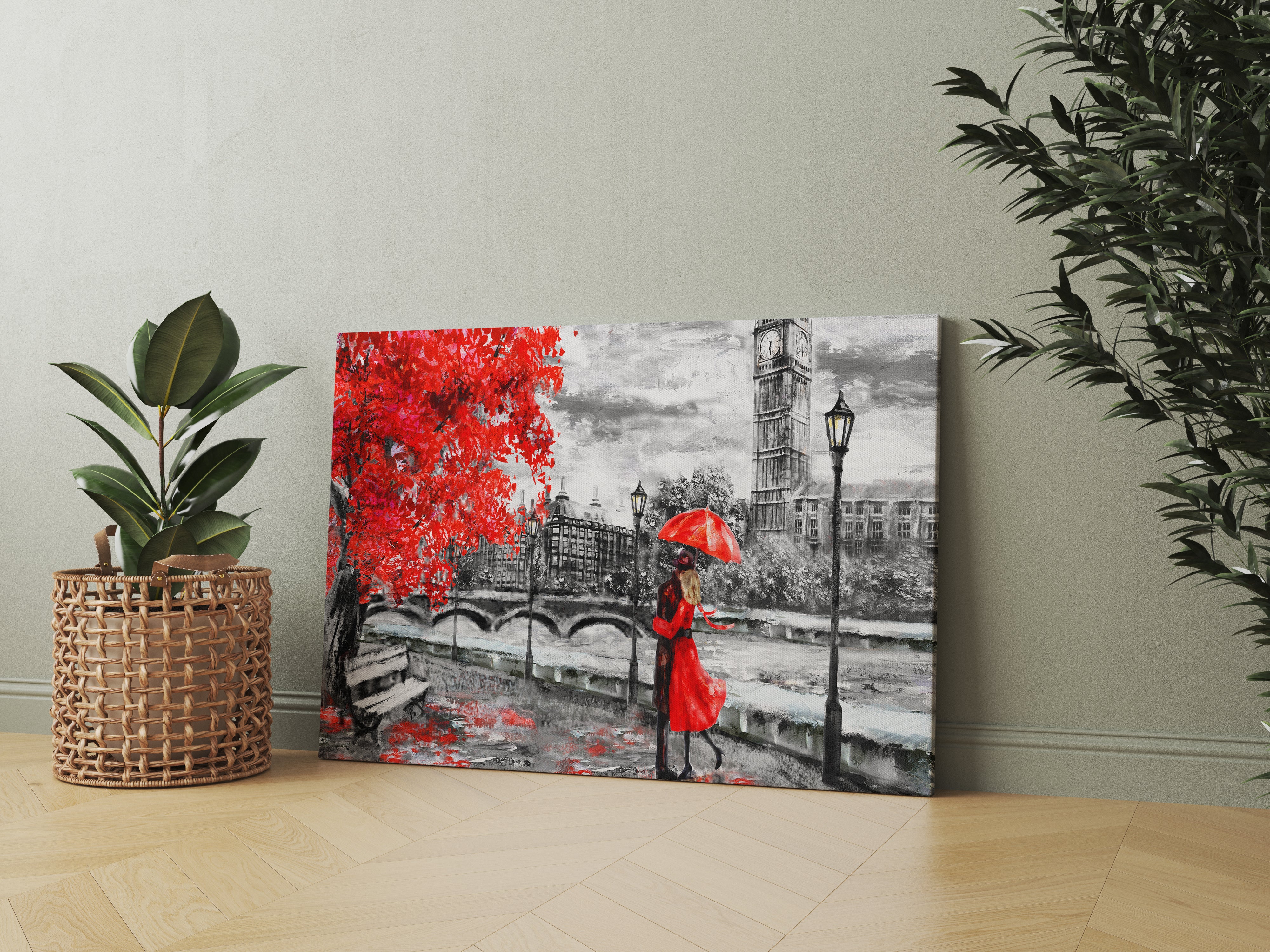 Red And Black Couple Canvas Wall Painting