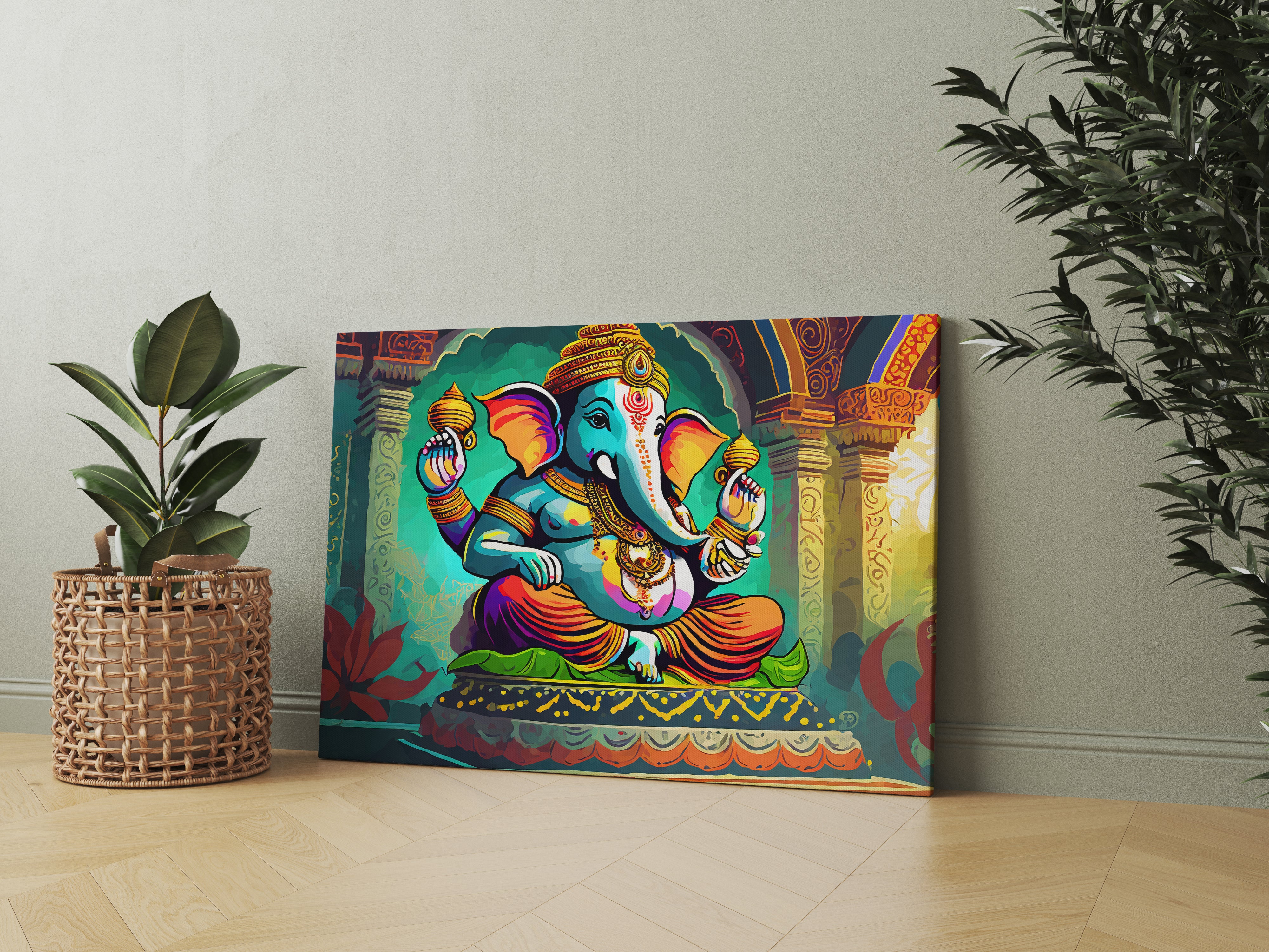 Lord Ganesha Colofur Canvas Wall Painting