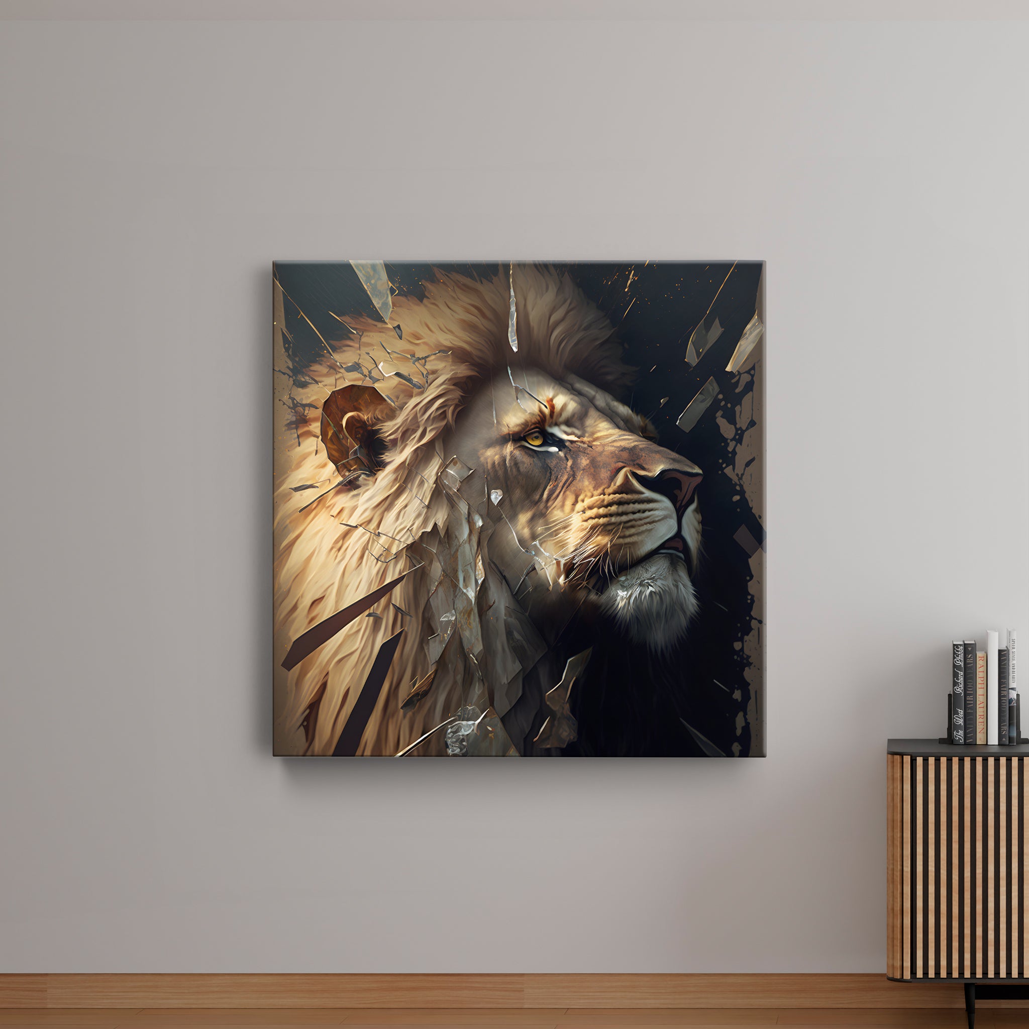 Broken Stone Lion Canvas Wall Painting