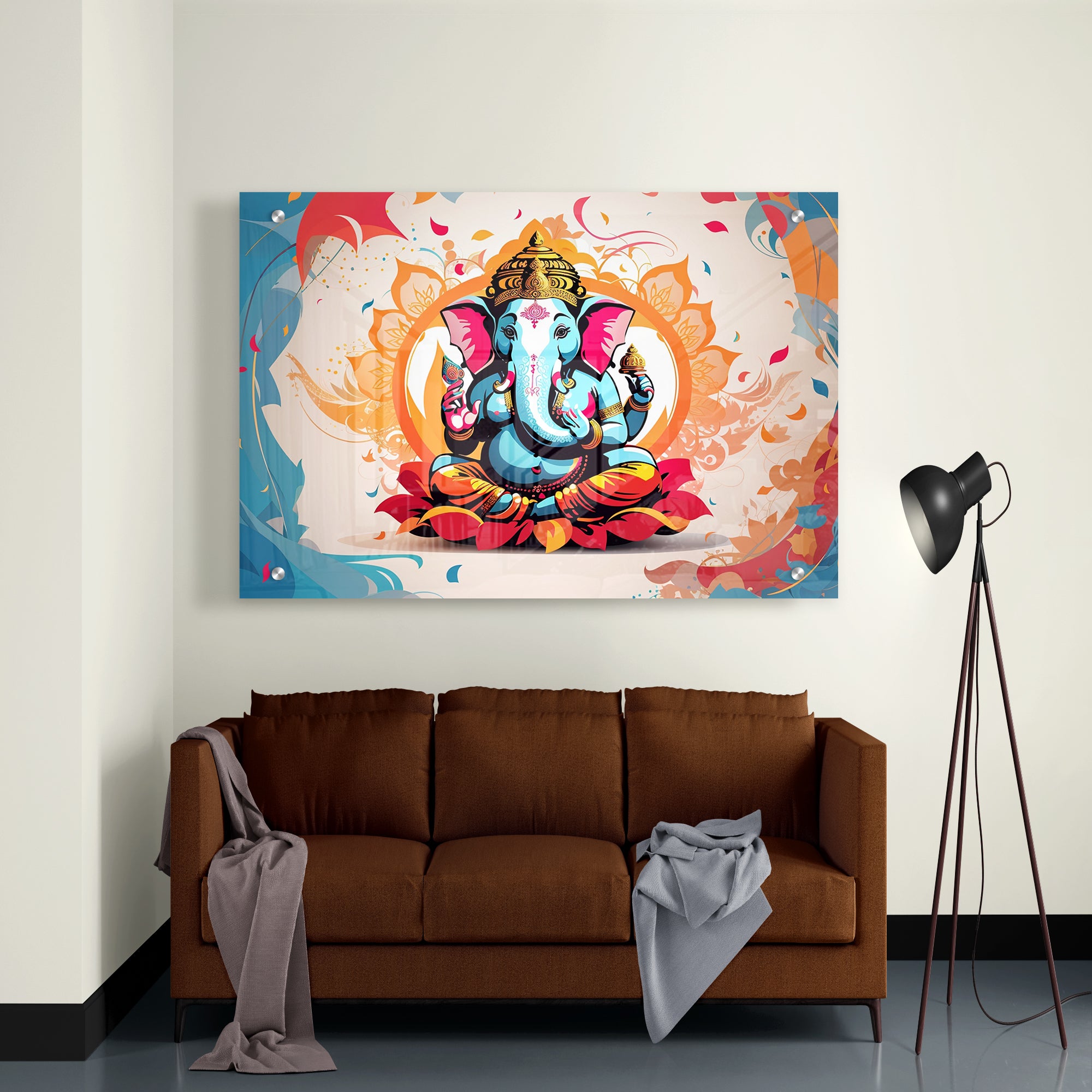 Lord Ganesha Acrylic Abstract Wall Painting