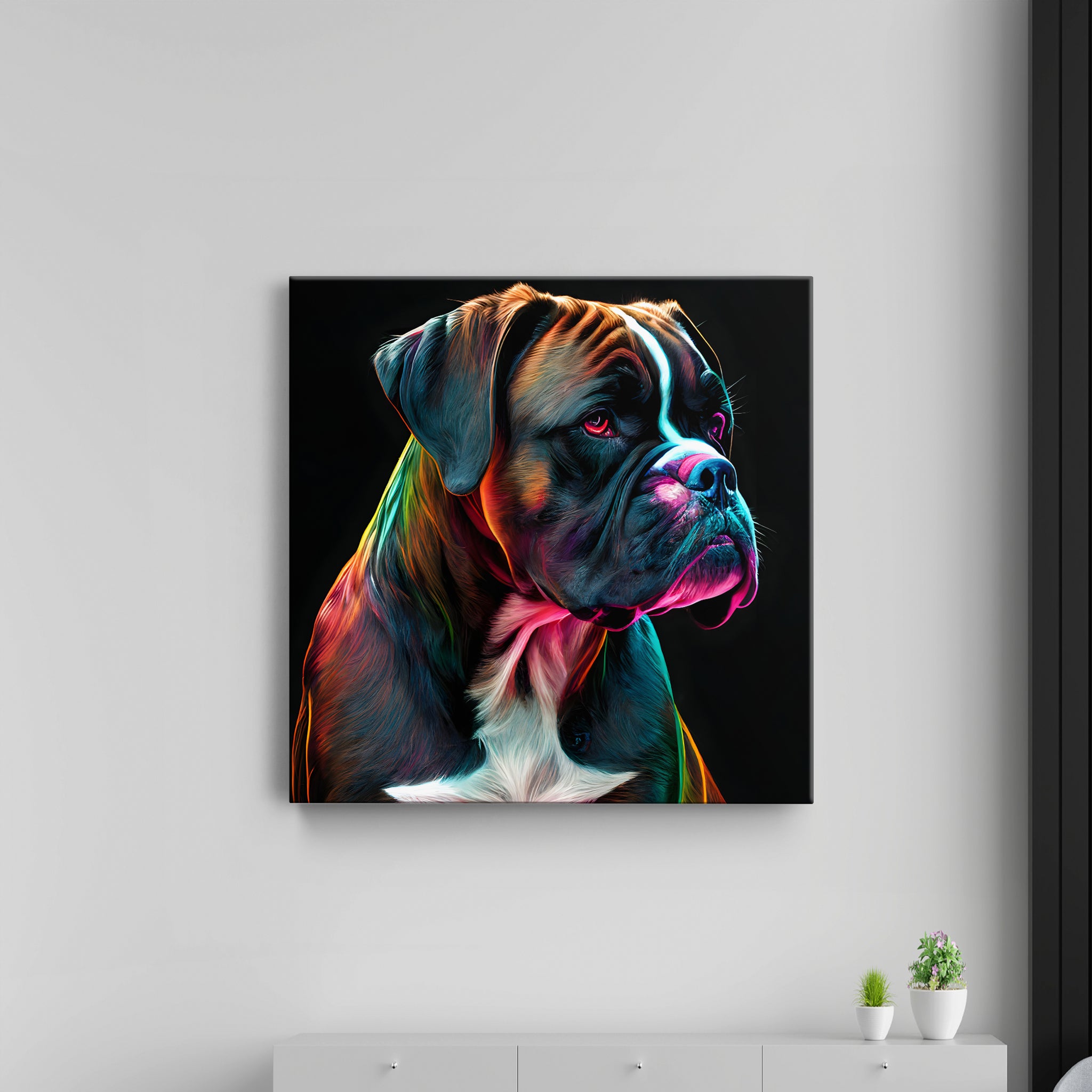 Colorful Boxer Dog Canvas Wall Painting
