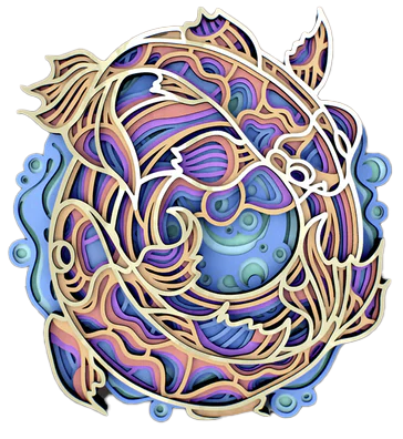 3D Fishes in Circle Mandala Art Wall Decor