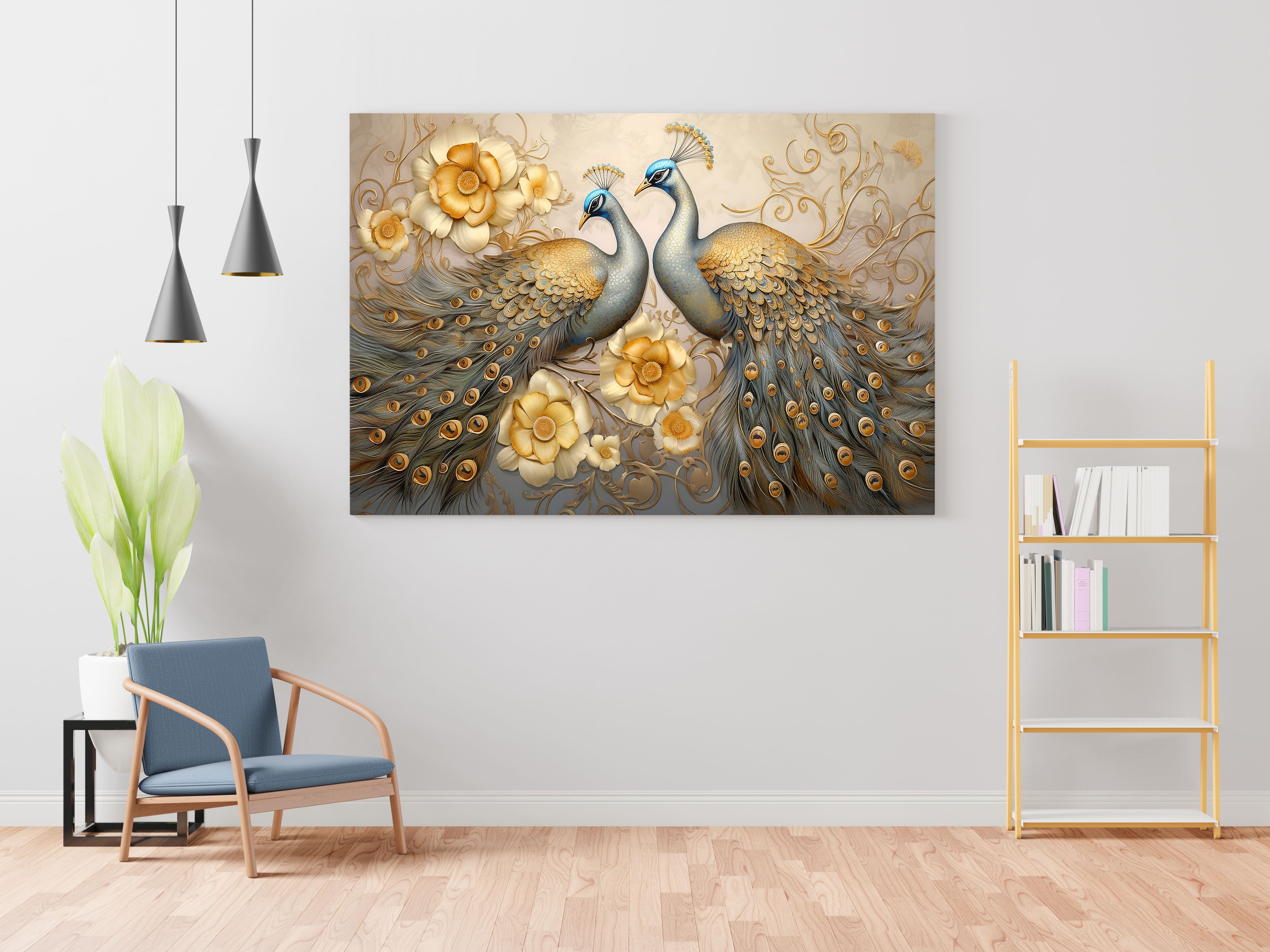 Beautiful Peacock And Flower Canvas Wall Painting