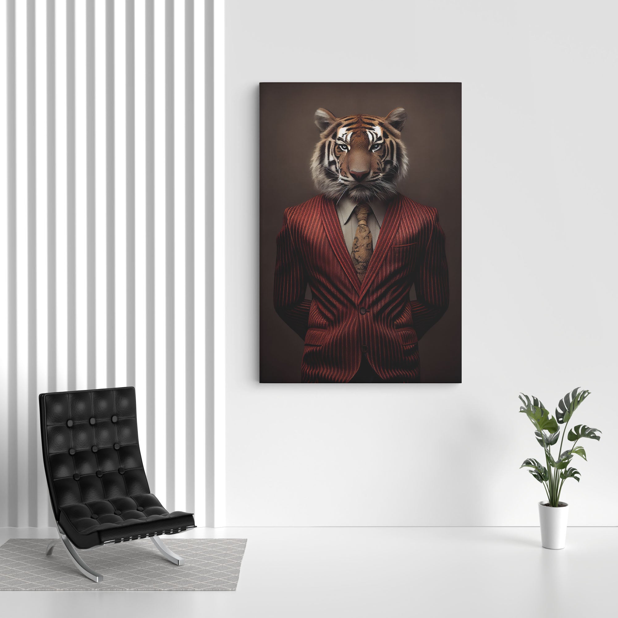 Wild Tiger In A Classy Suit Canvas Wall Painting