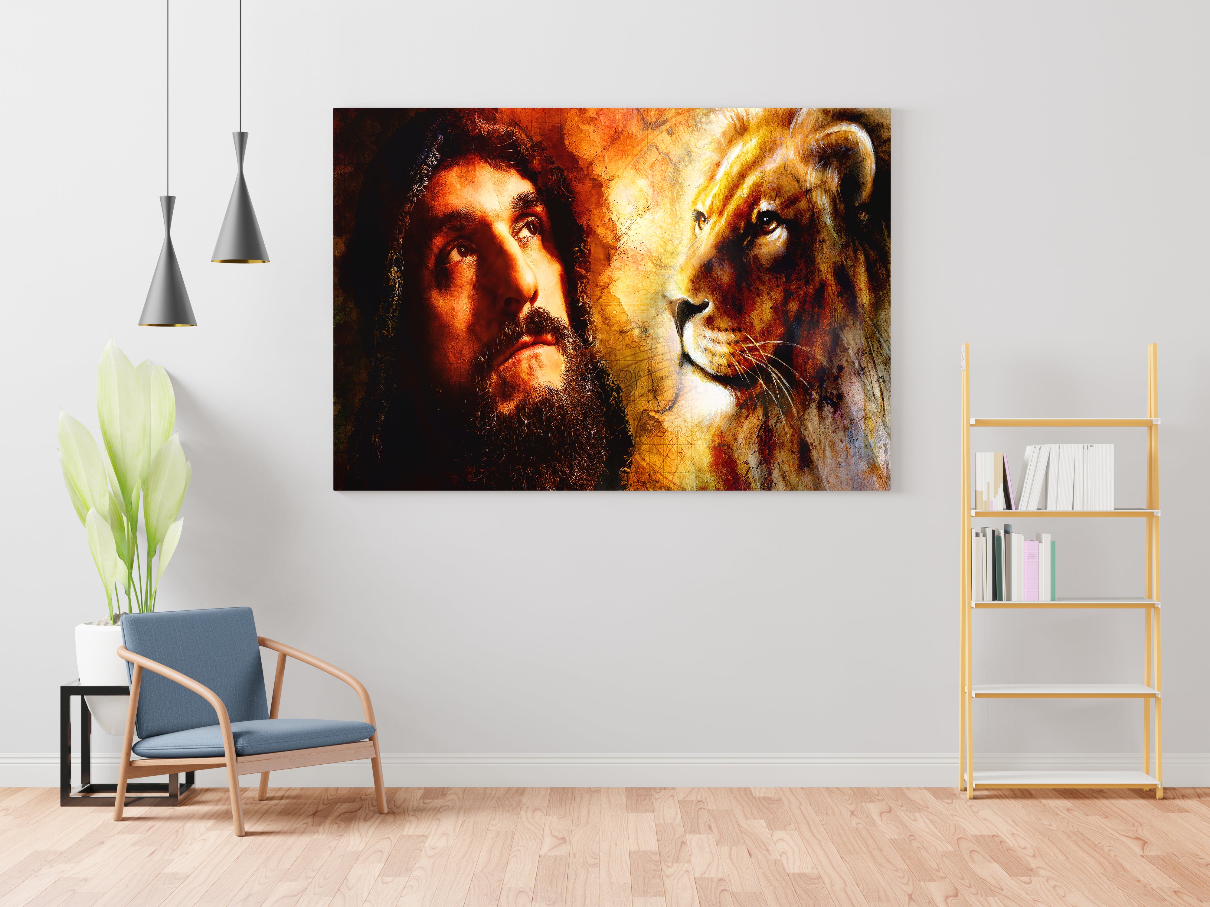 Jejus And Lion Canvas Wall Painting