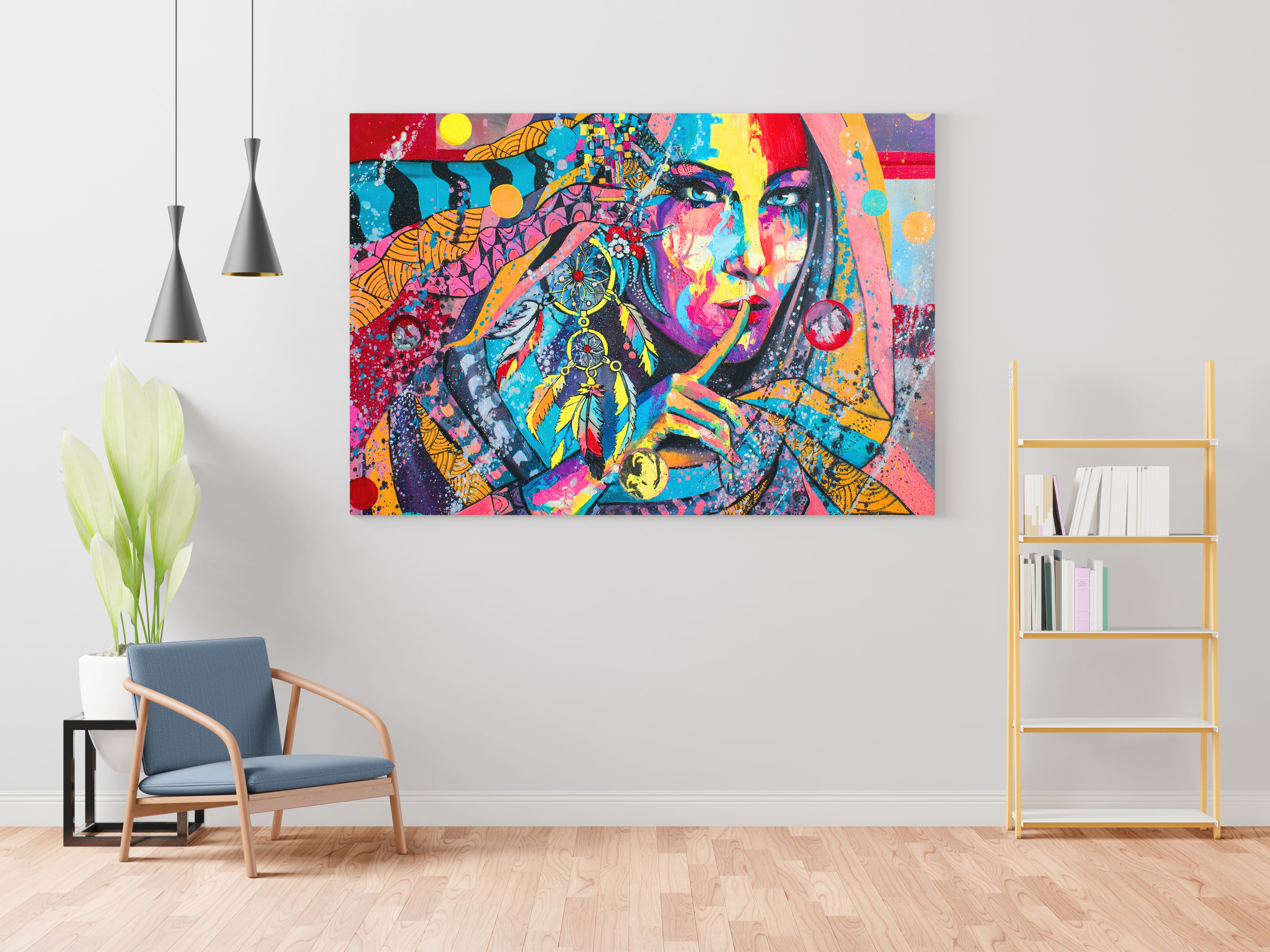 Enigmatic Girl Abstract Art Wall Painting