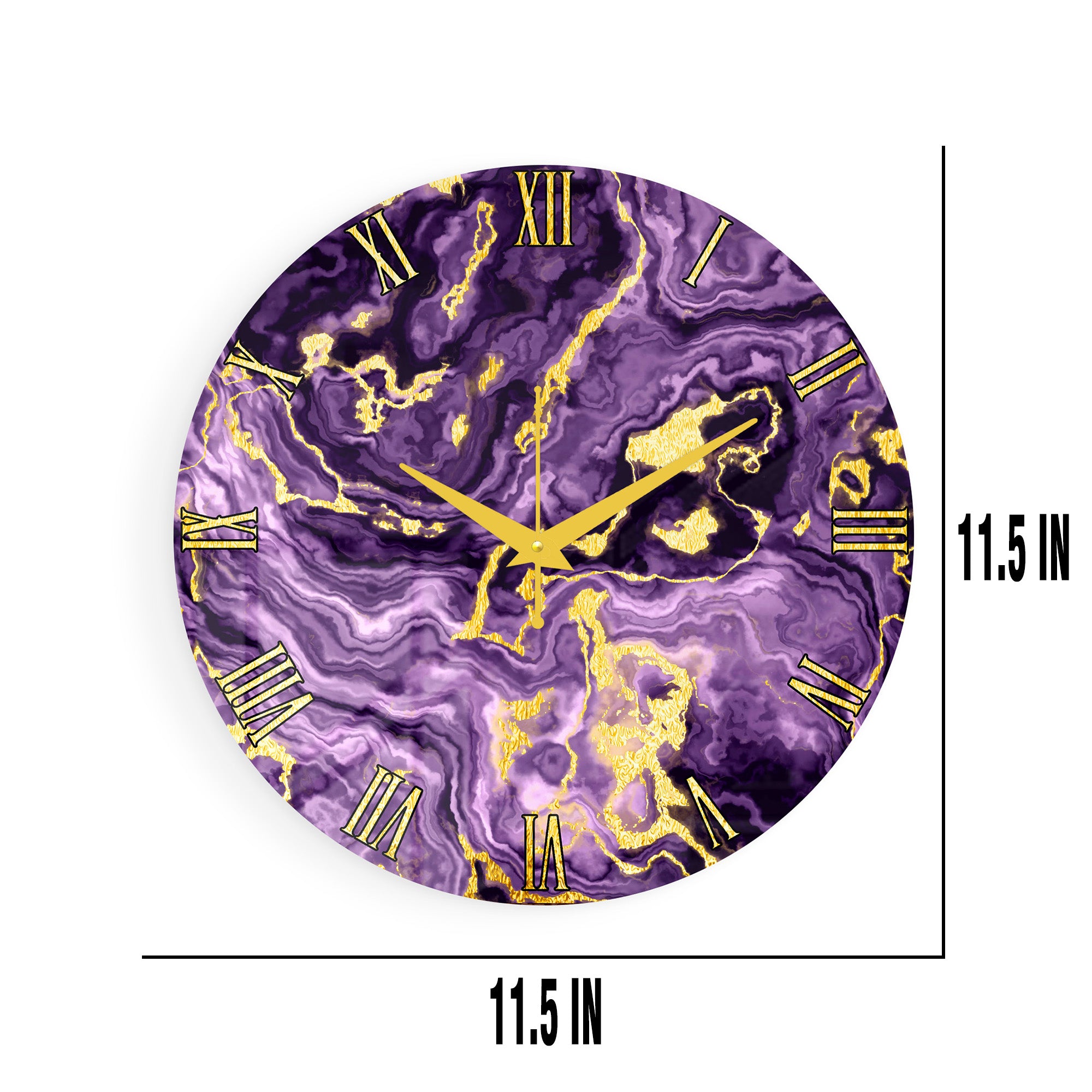 Purple Marble Gold Texture Acrylic Wall Clock