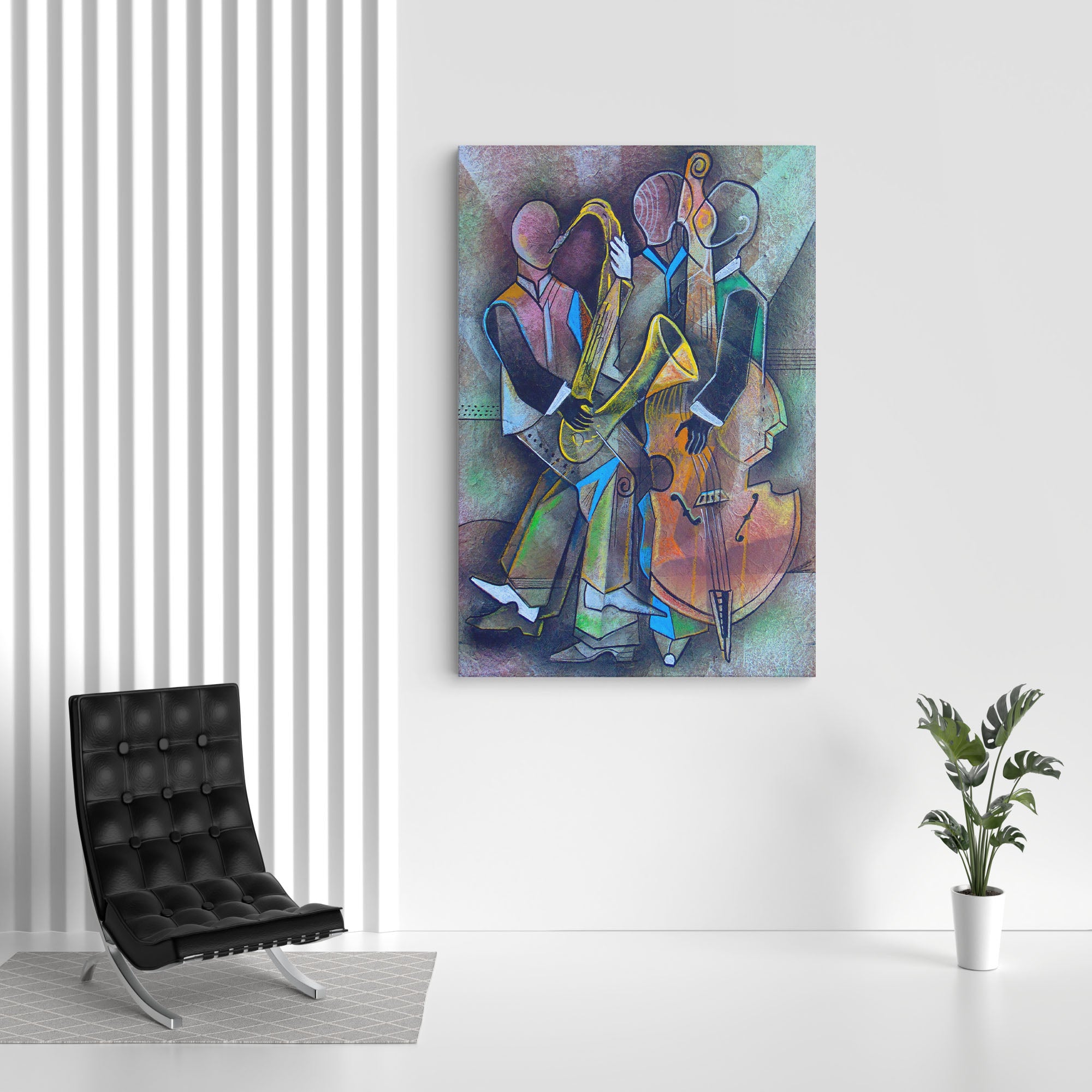 Musicians Cubism Picasso Style Artistic Abstract Canvas Wall Painting