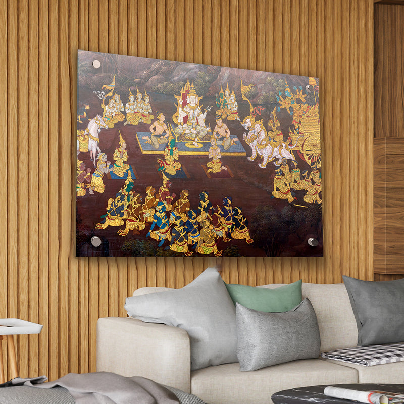Wat Phra Kaew Ramayana Story Premium Acrylic Wall Painting