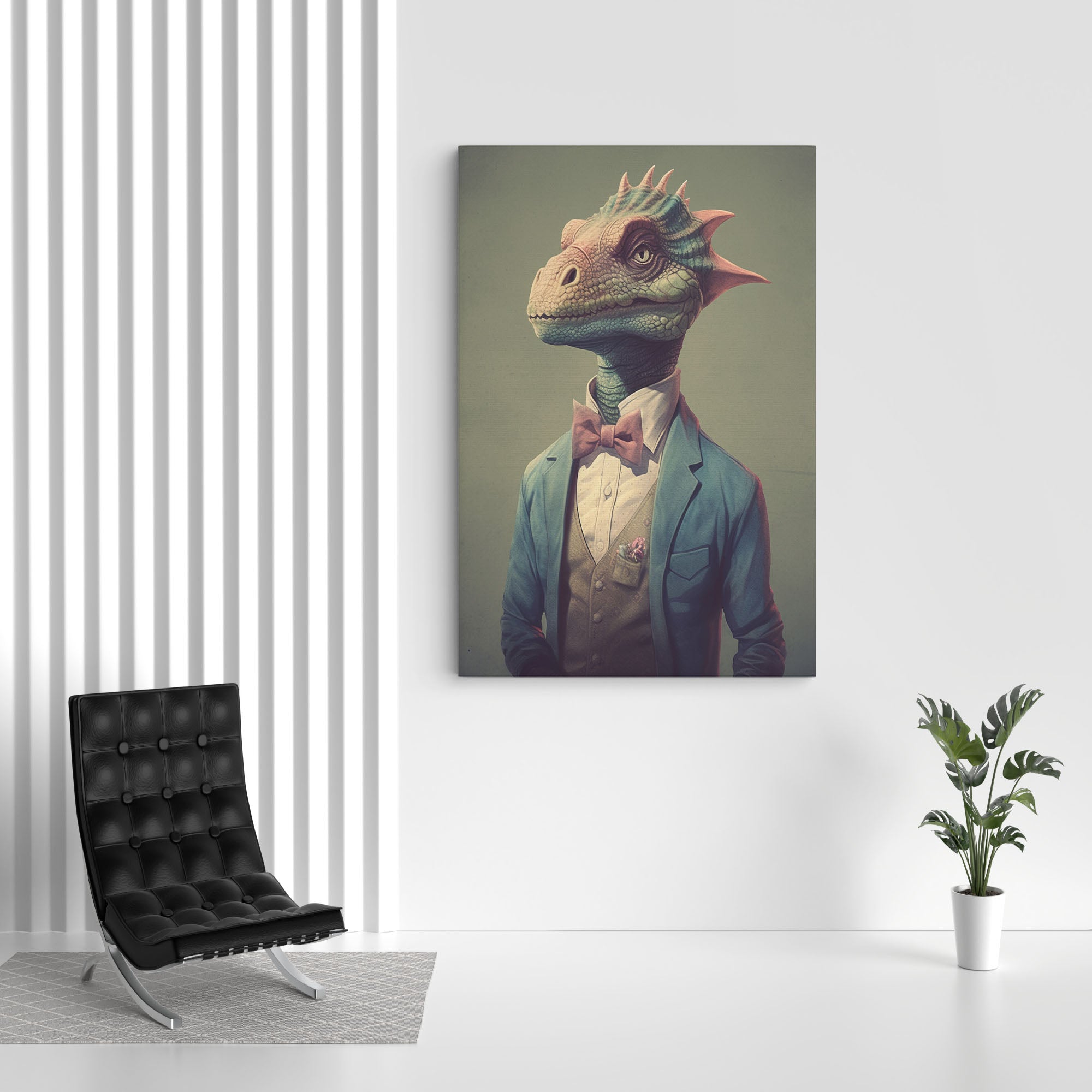 Dinosaur Human Hybrid Canvas Wall Painting