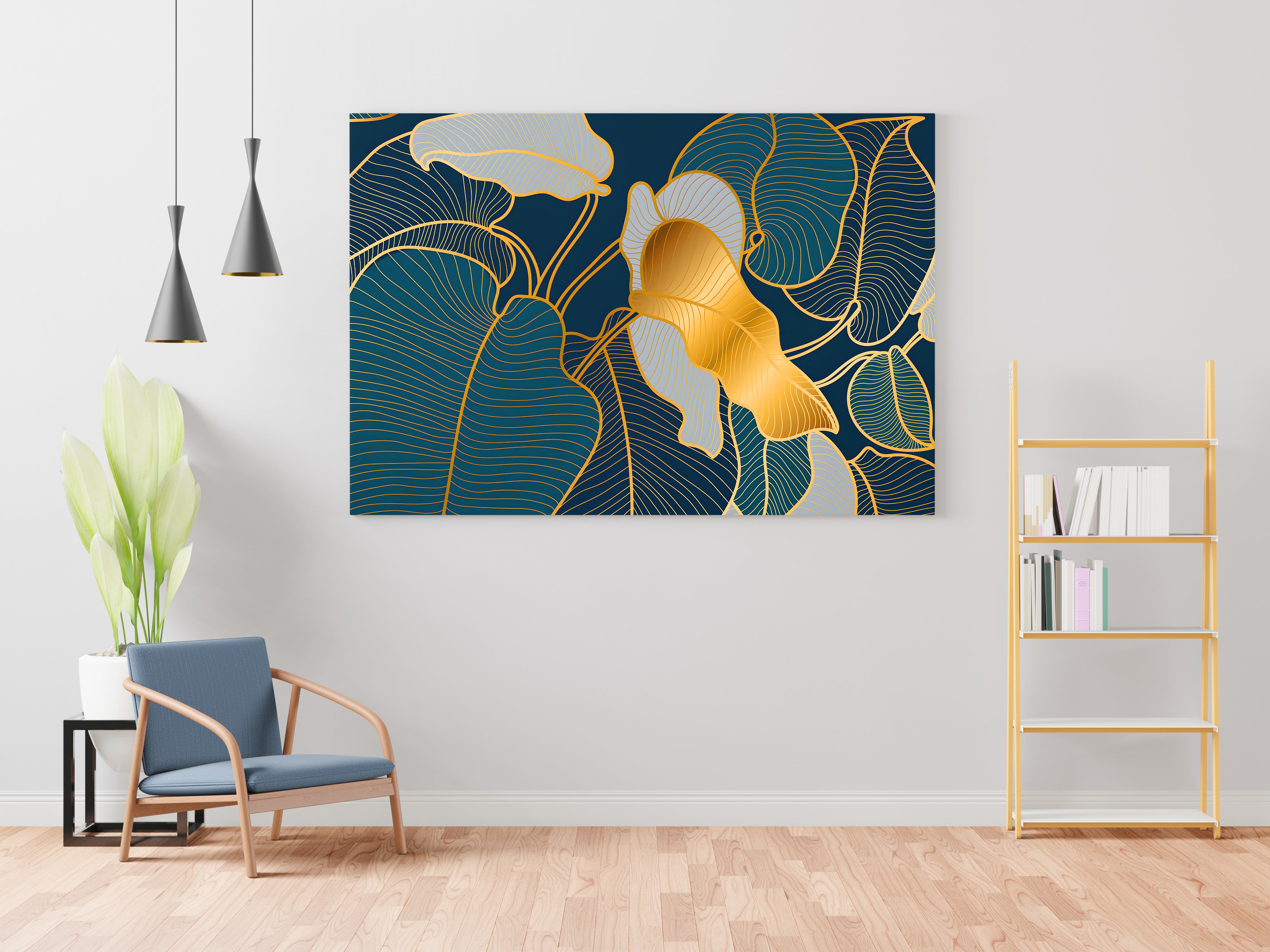 Golden Leaves Modern Wall Painting