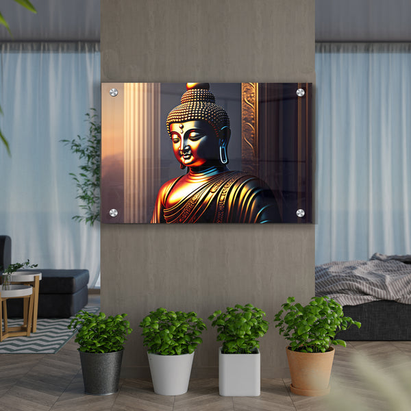 Statue Of Buddha Premium Acrylic Wall Painting
