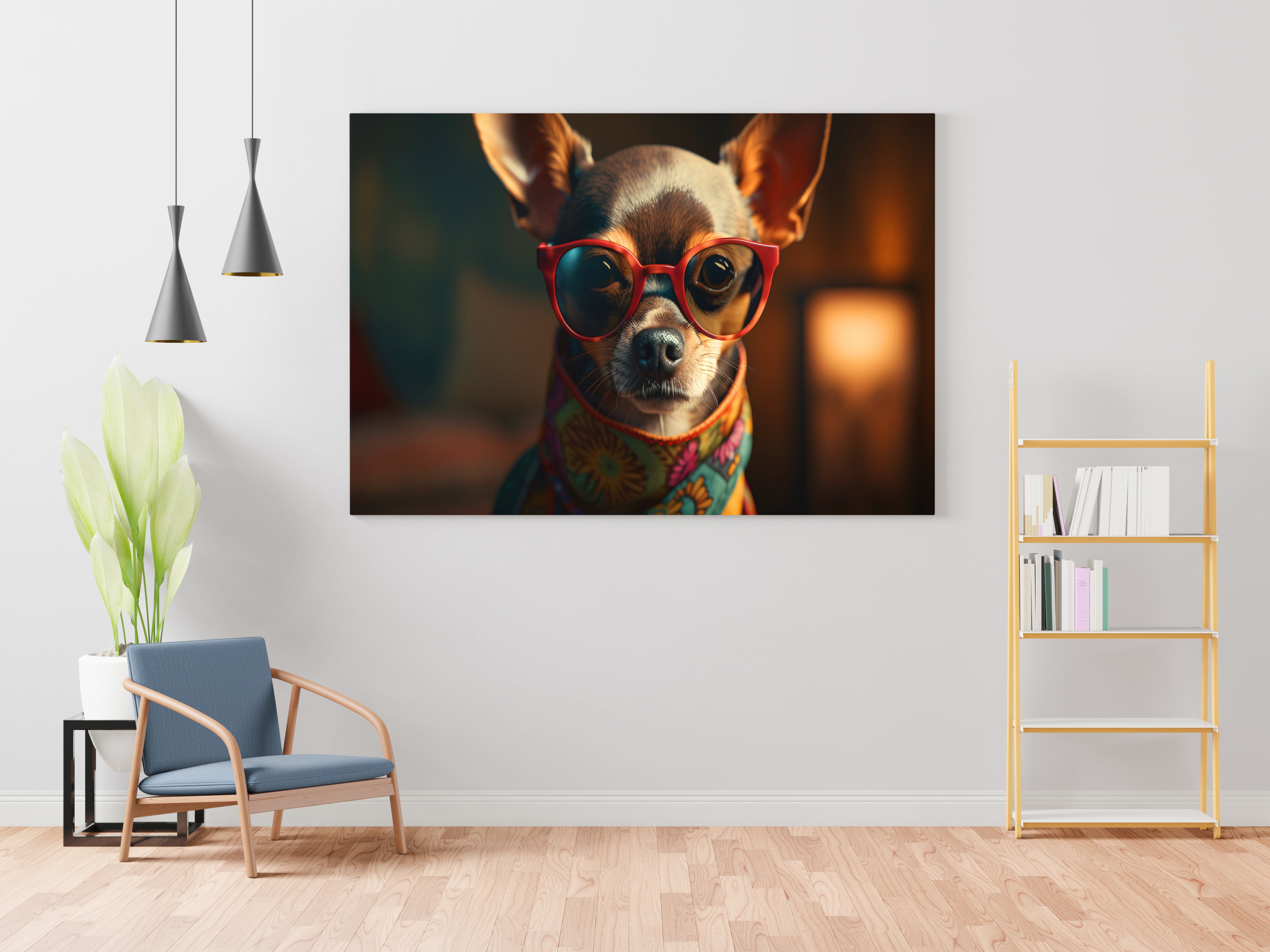 Dog Wearing Glasses Canvas Wall Painting