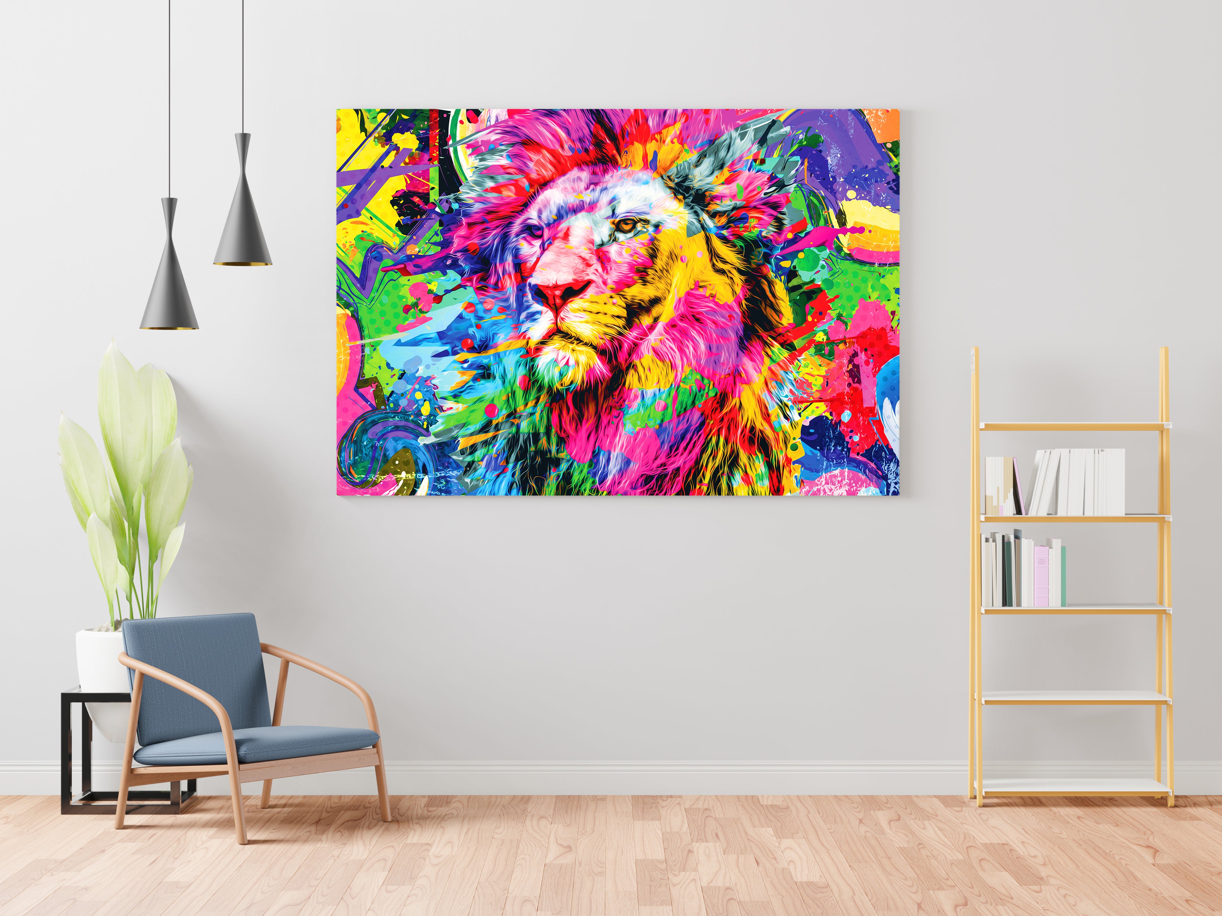Colorful Lion Wall Painting
