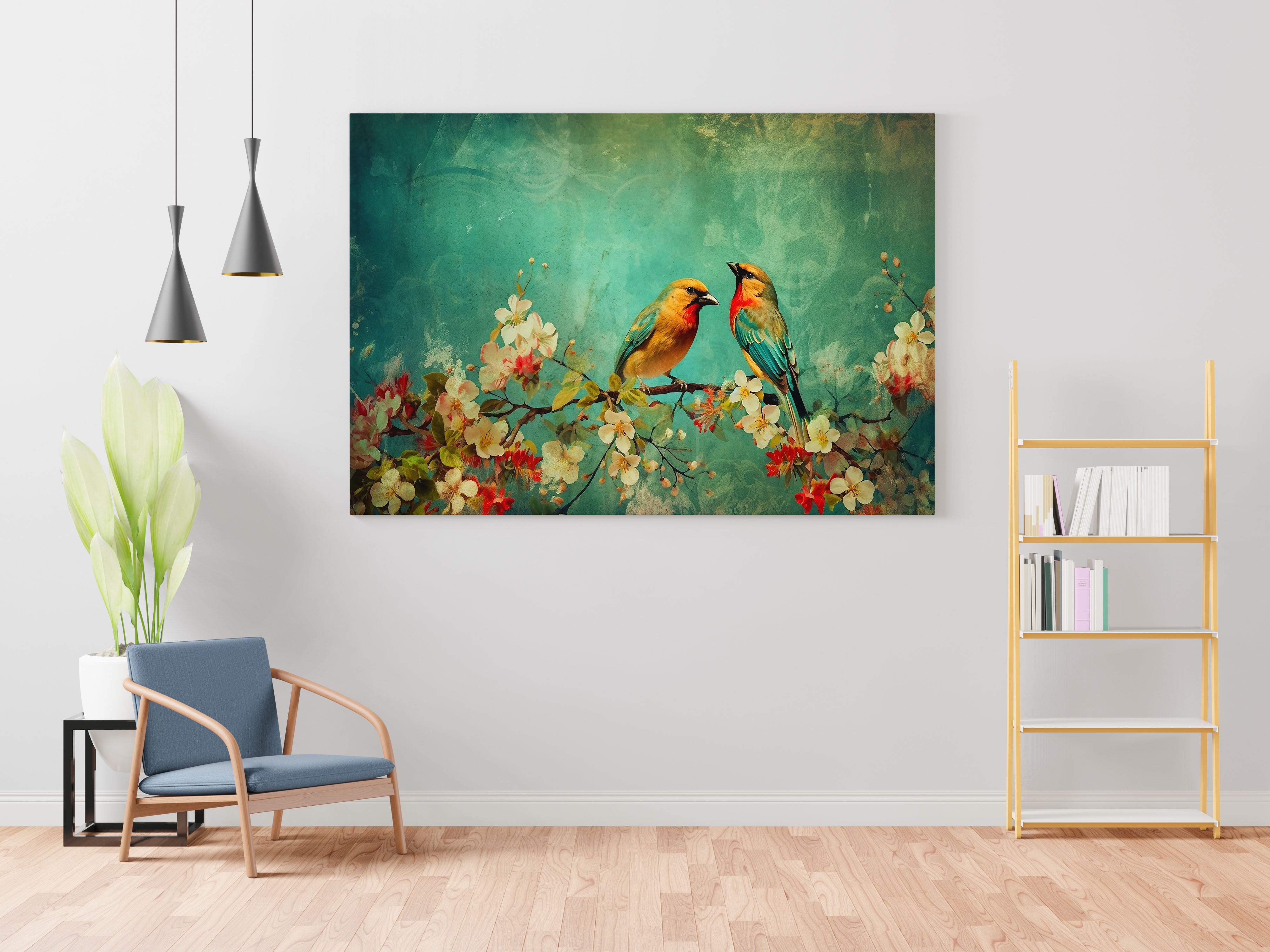 Birds and Flower Tree Canvas Wall Painting