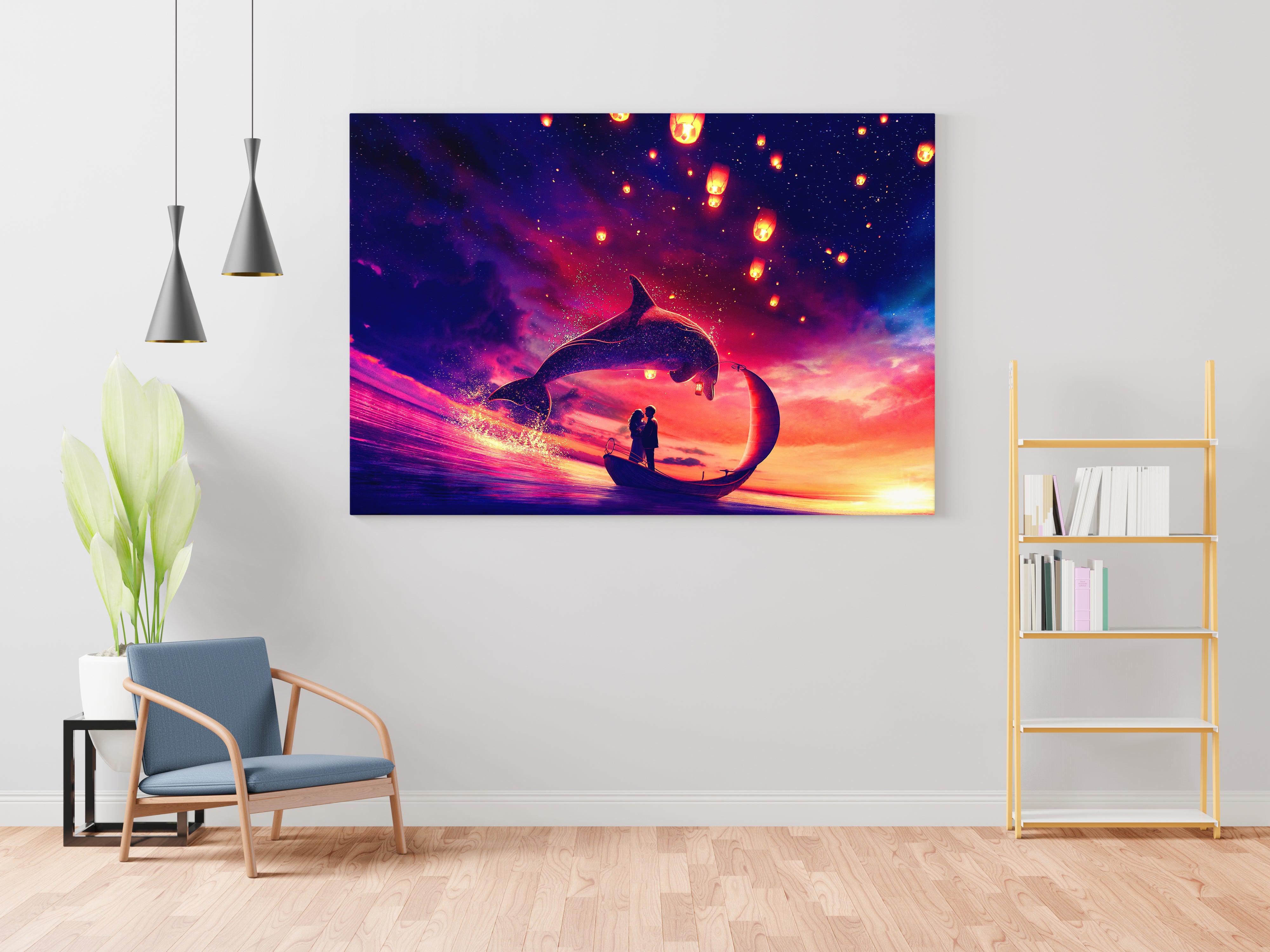 Dolphin And Culper Sunset Canvas Wall Painting