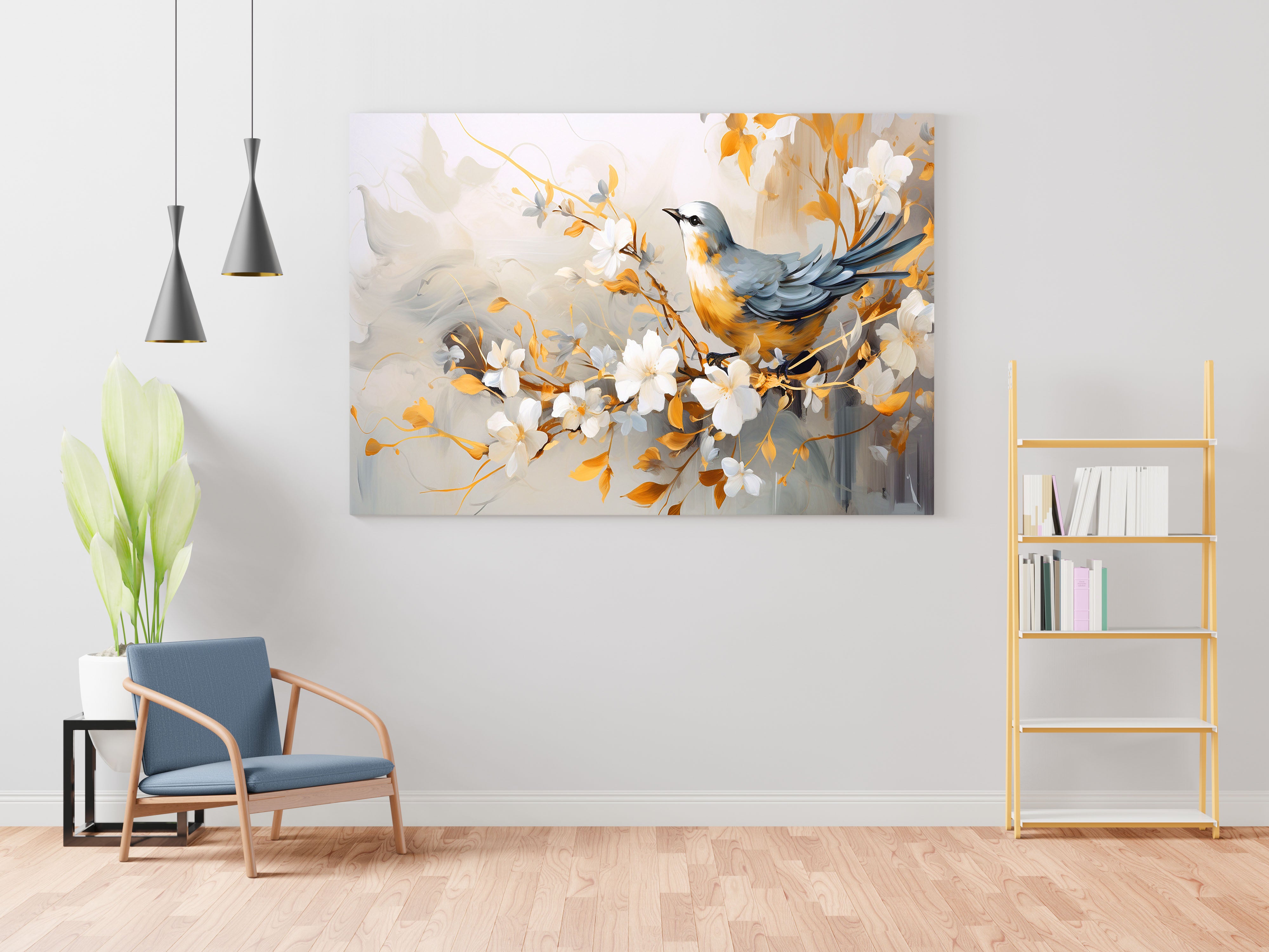 Abstract Birds and Flower Canvas Wall Painting