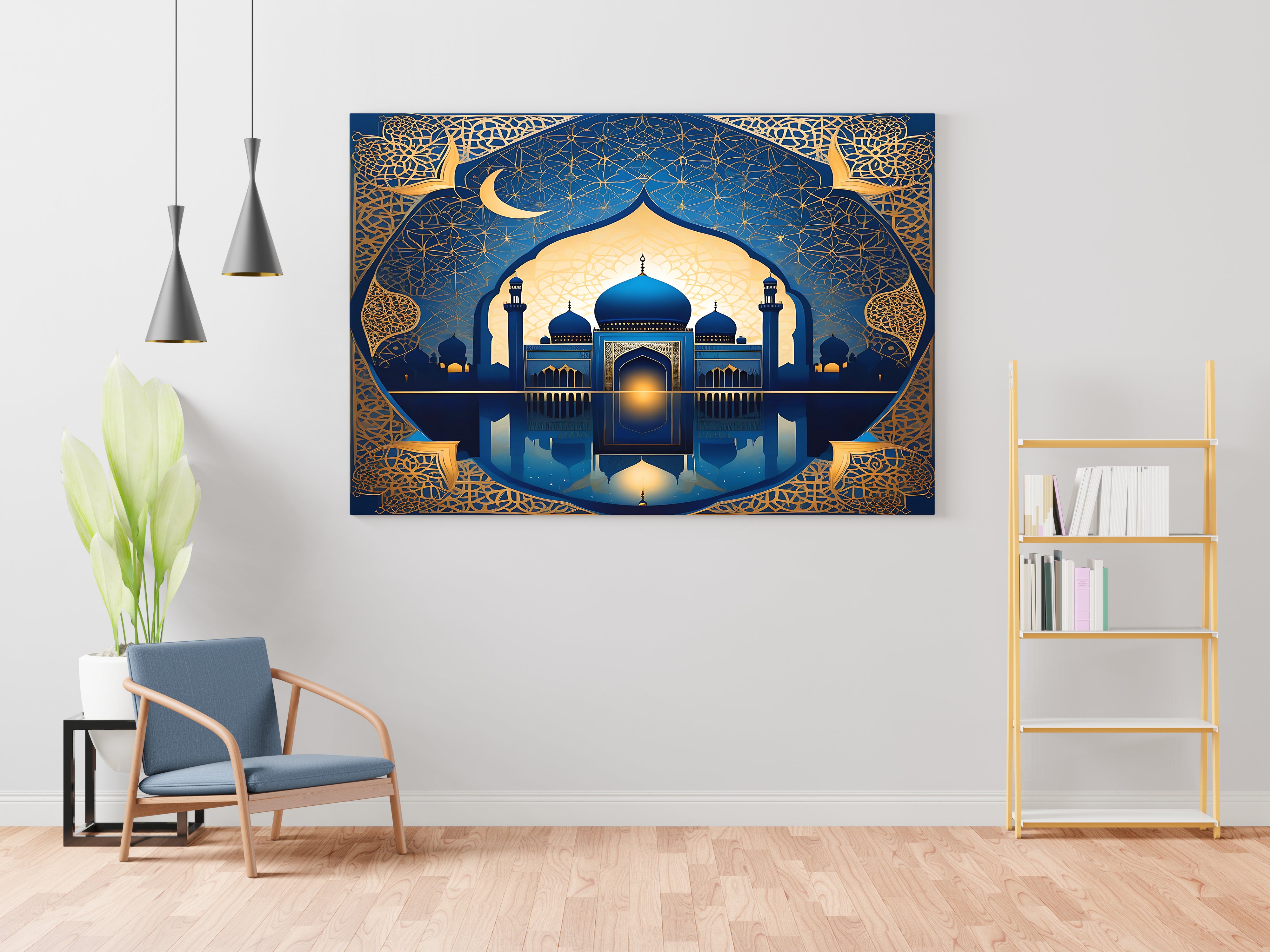 Islamic Mosque With Eid Moon Beautiful Canvas Wall Painting