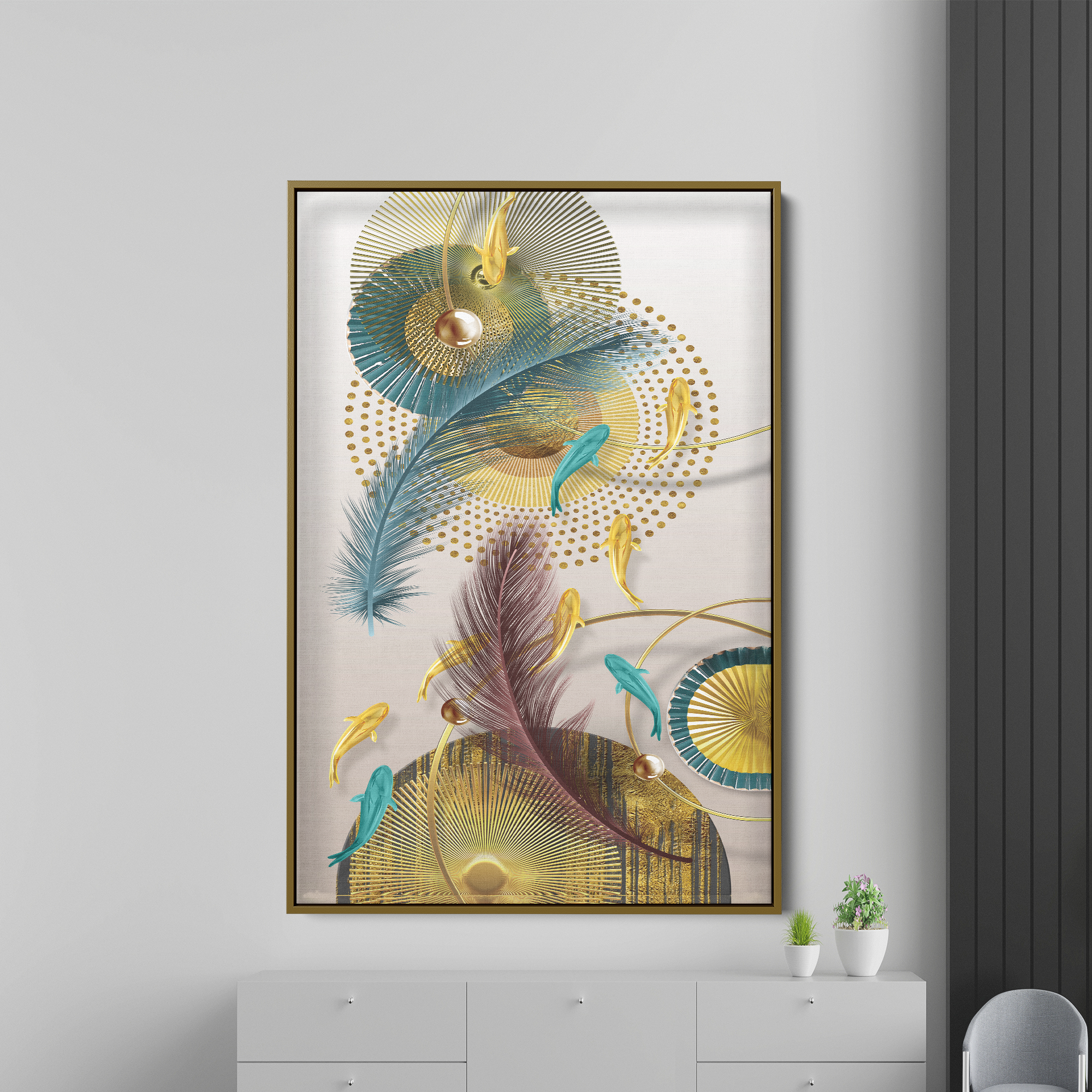 Abstract Fish Canvas Wall Painting