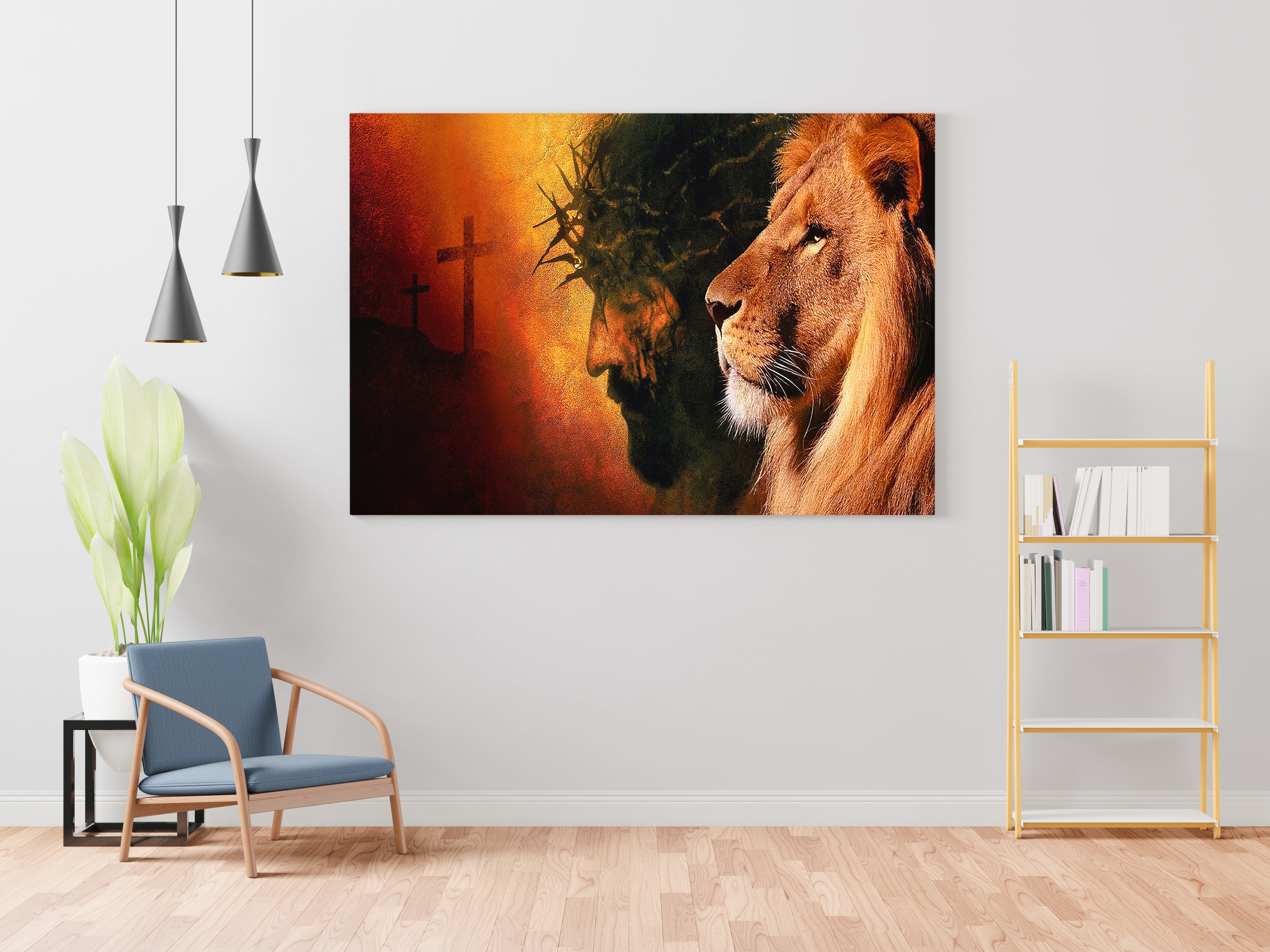 Jejus And Lion Face Canvas Wall Painting