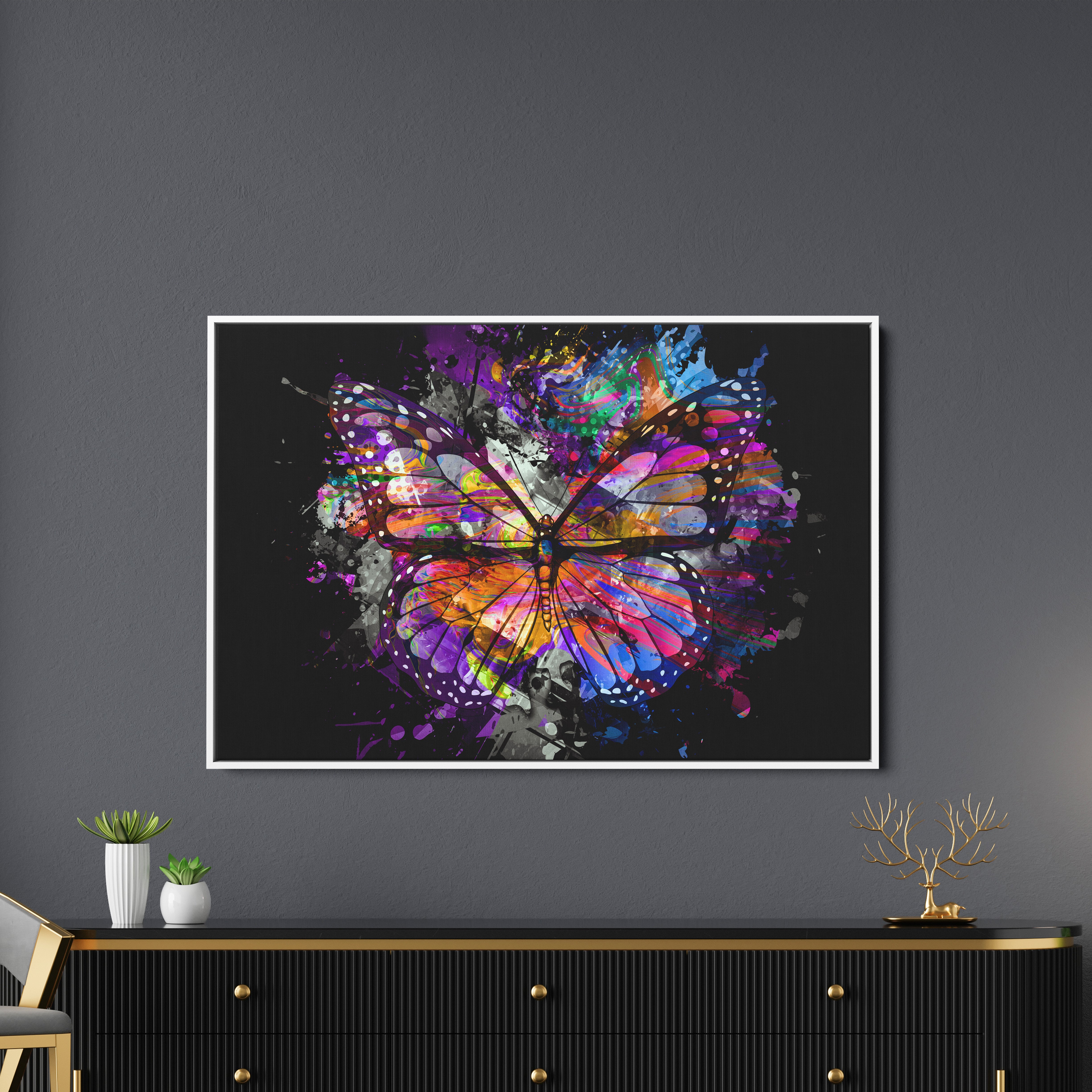 Fluttering Butterfly Canvas Wall Painting