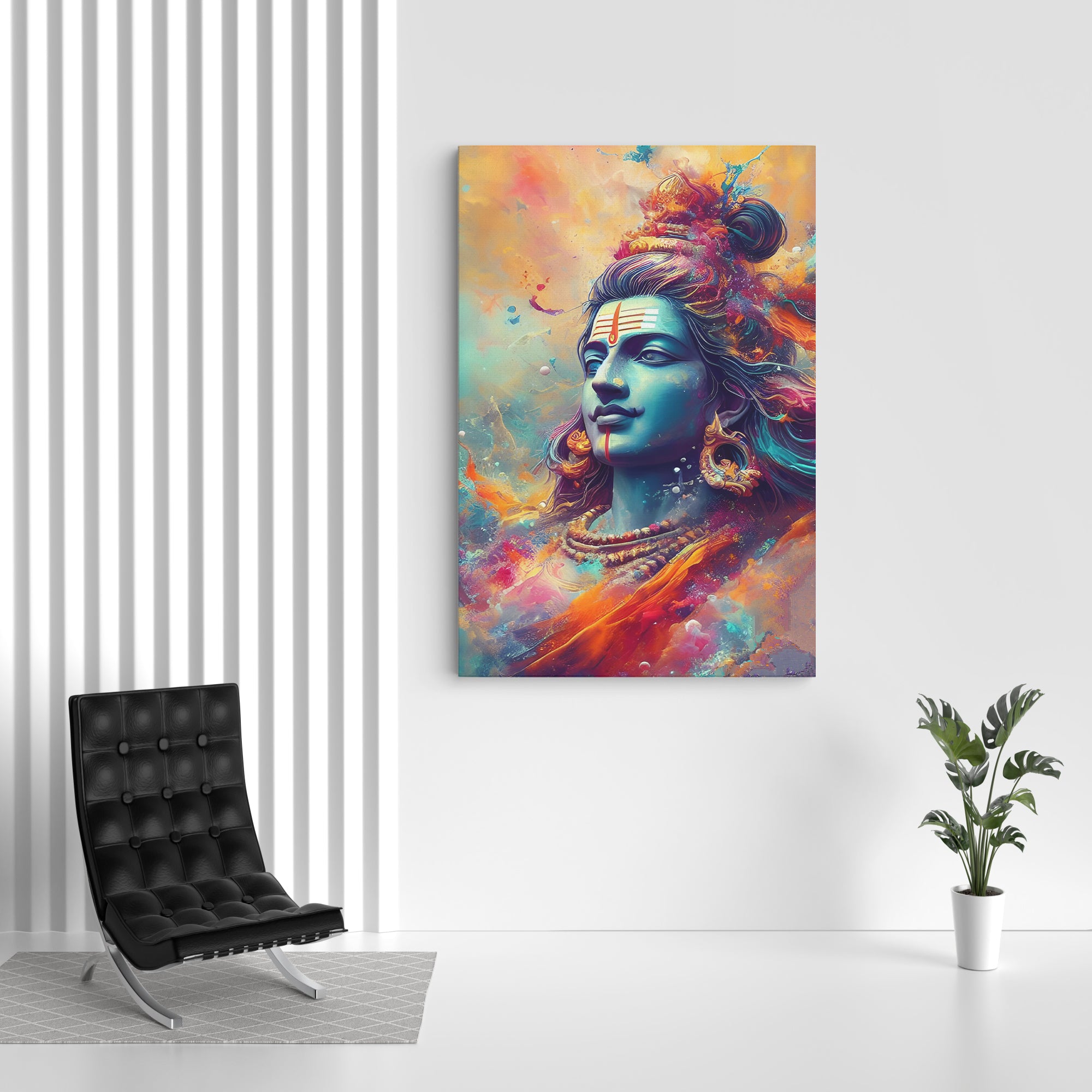 Lord Shiva Colorful  Canvas Wall Painting