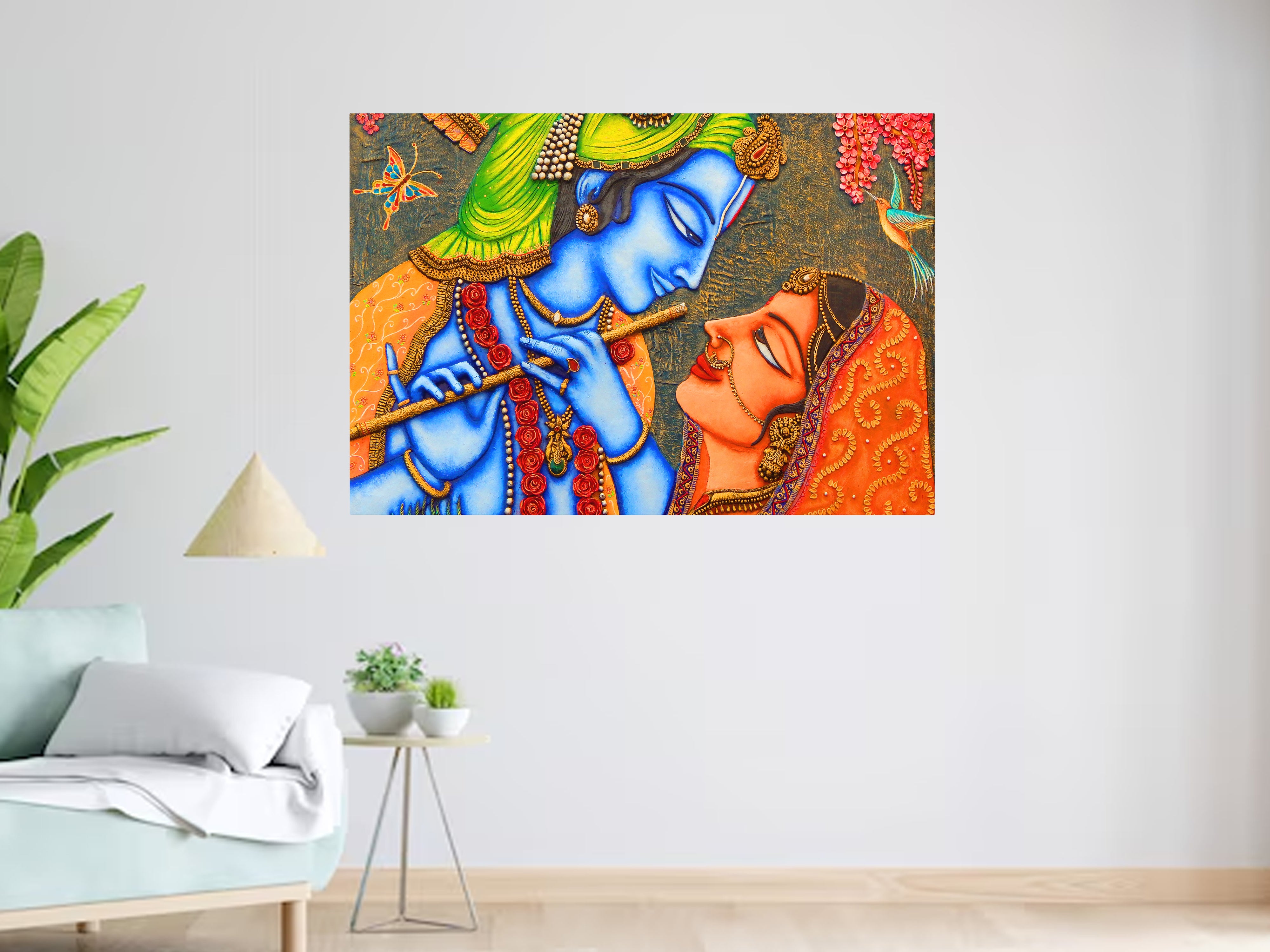 Sri Krishna and Radha Art Canvas Wall Painting