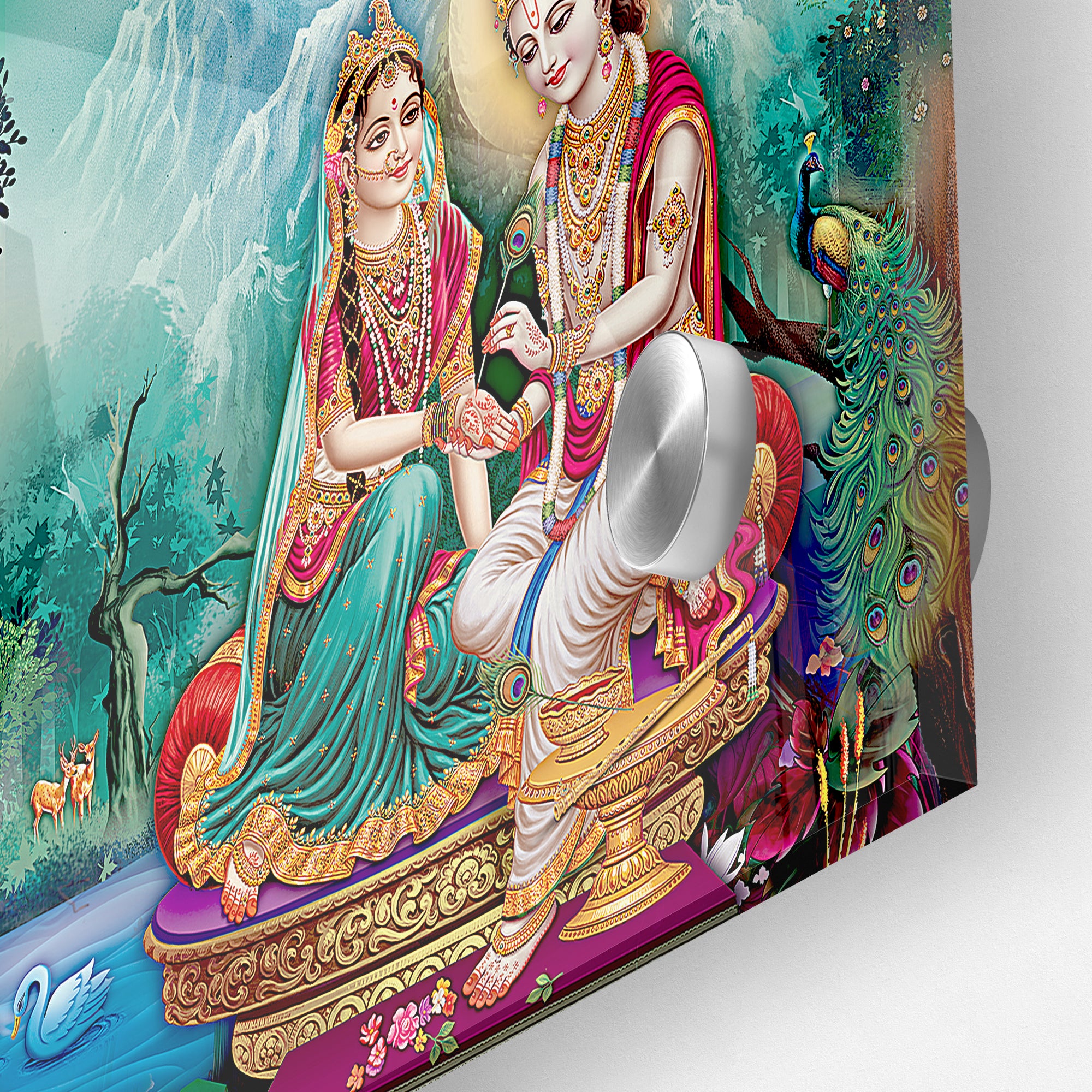 Radha Krishna and Water Lakes Acrylic Wall Paintings