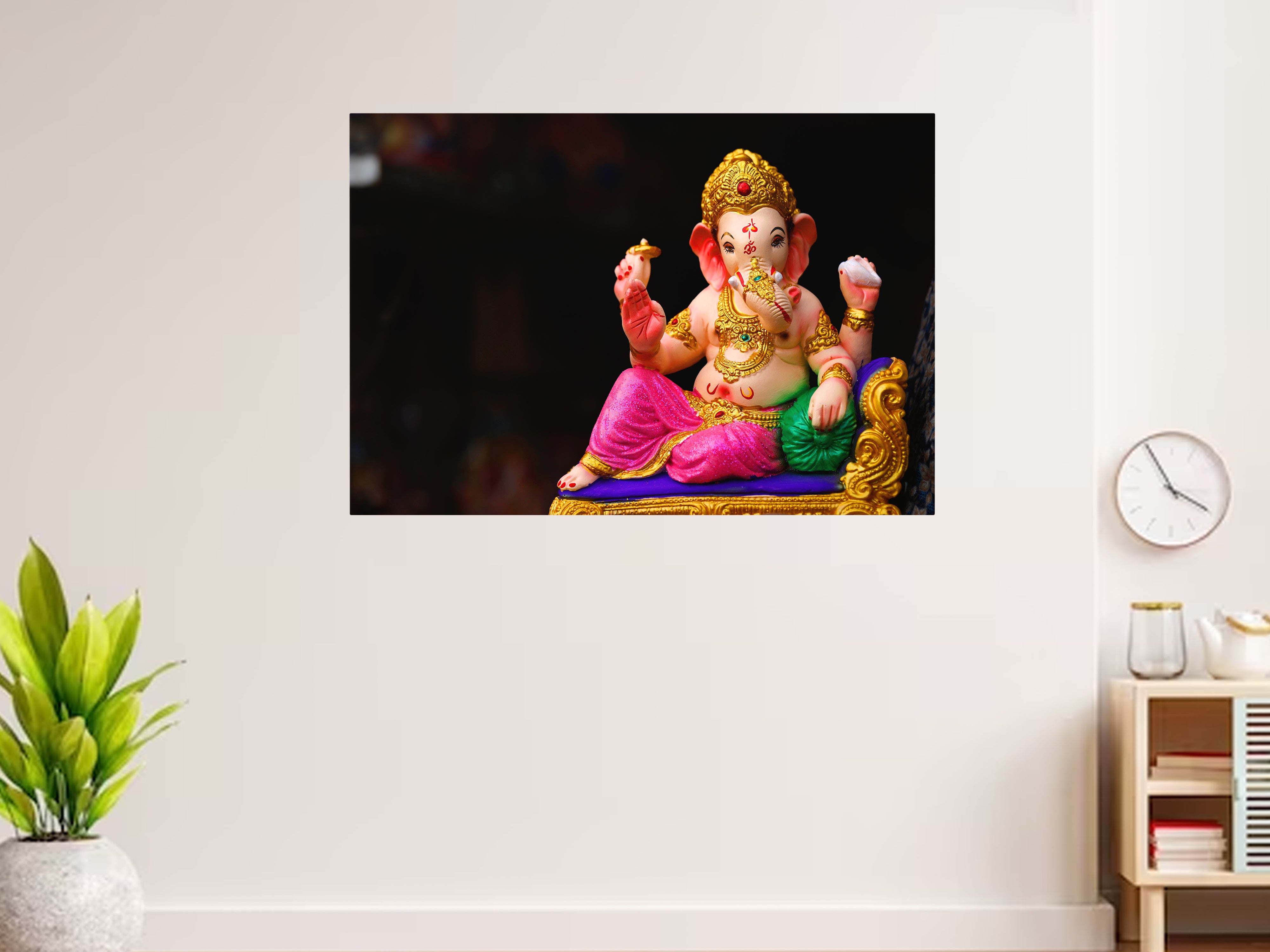 Lord Ganapathi Statue Canvas Wall Painting