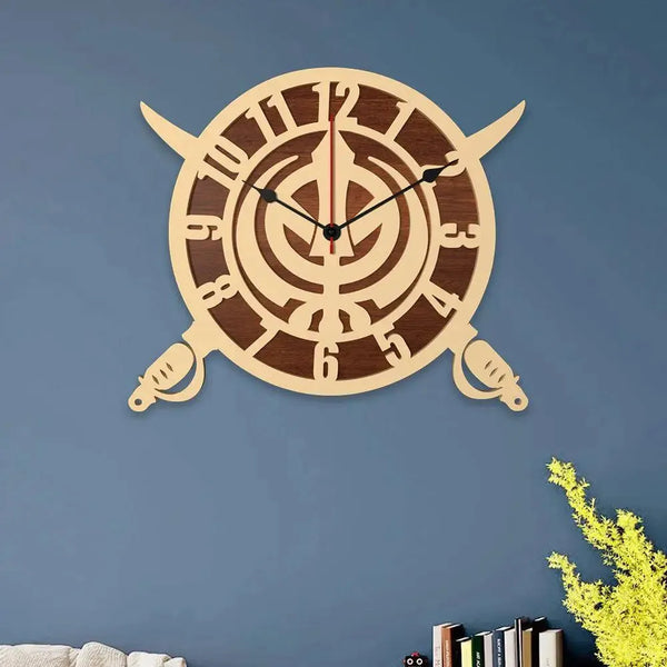 Khanda Dual Layer Wooden Wall Clock