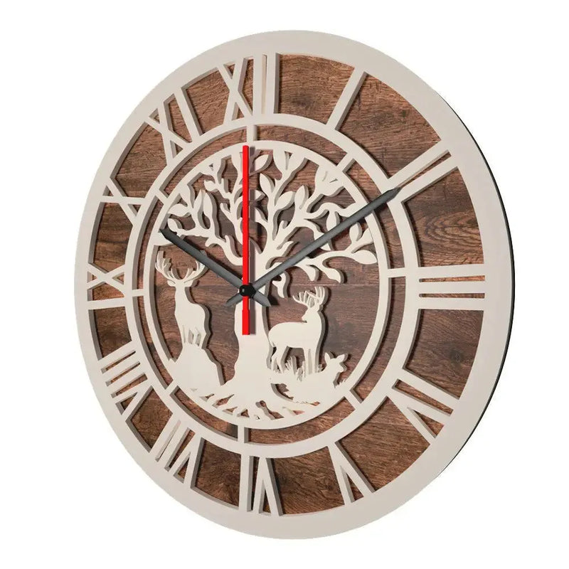 Forest Scenery Dual Layer Wooden Wall Clock