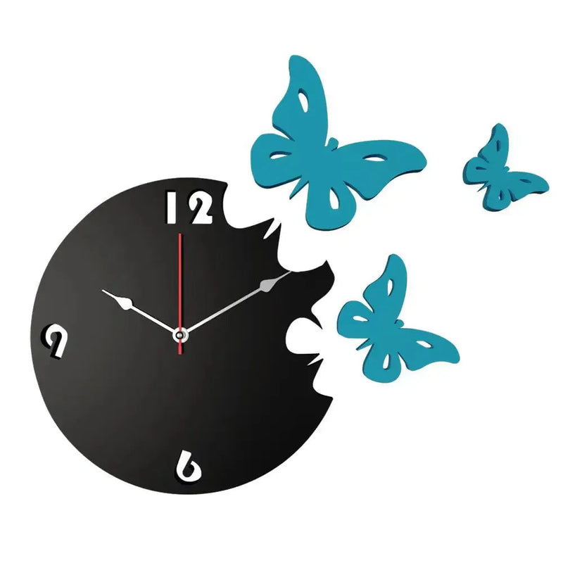 Butterfly in Blue Color Wooden Wall Clock