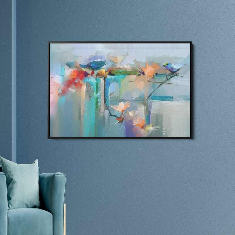Abstract Colorful Canary Bird With Flower Morden Canvas Wall Painting