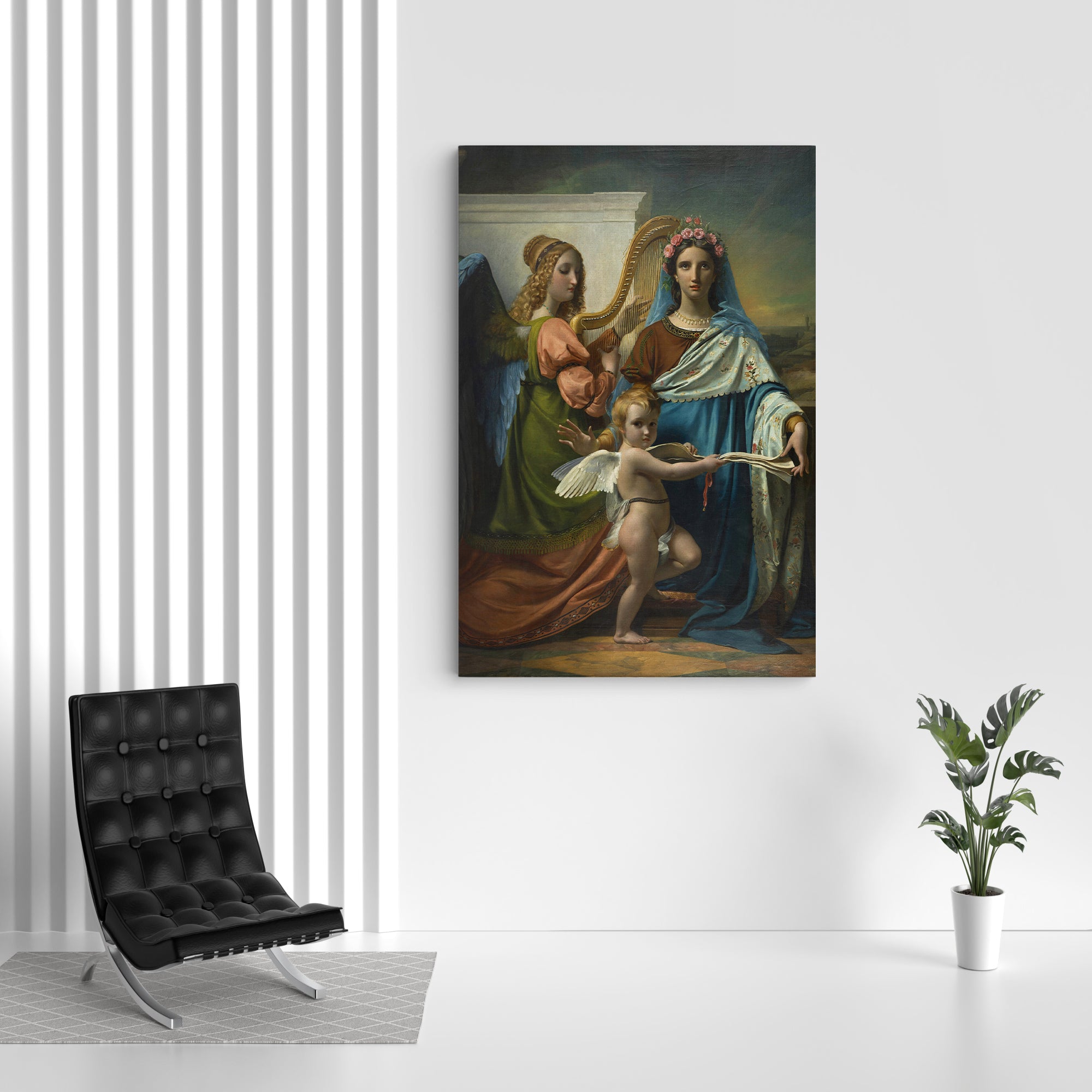 Angels & Harp Canvas Wall Painting