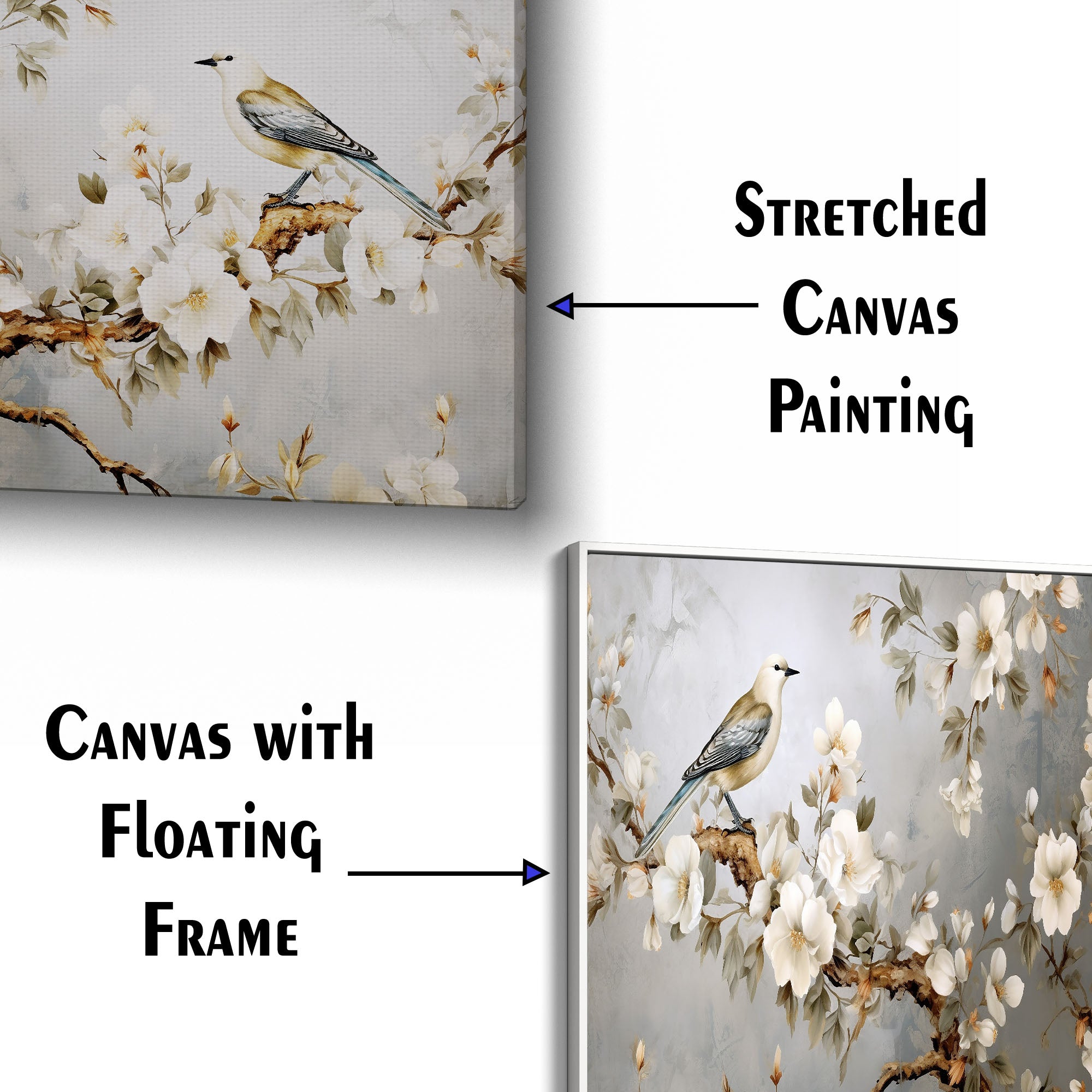 Abstract Birds and Flower Tree Canvas Wall Painting