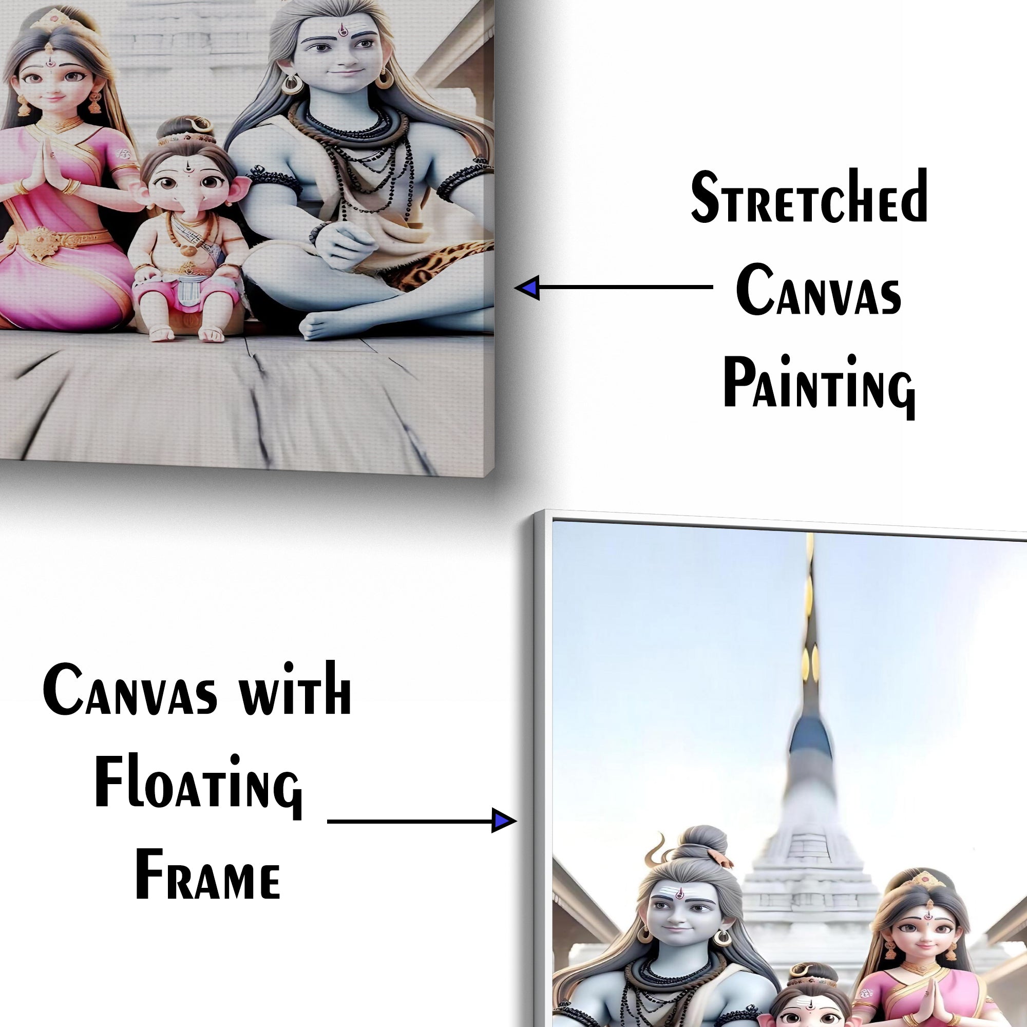 Shiv Parvati And Ganesha Canvas Wall Painting