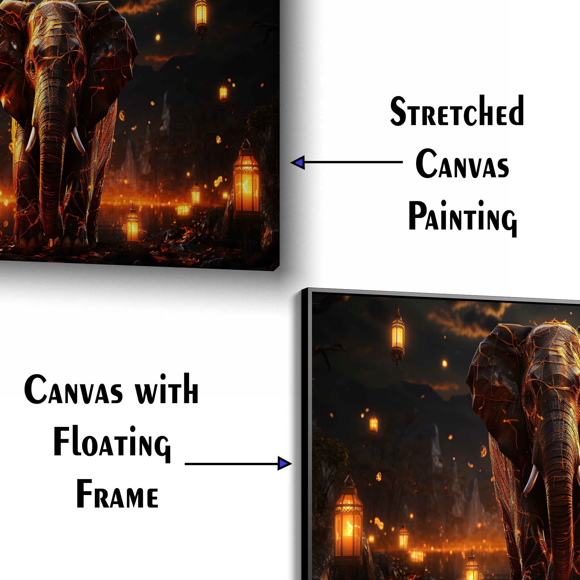 Fire Elephants Canvas Wall Painting