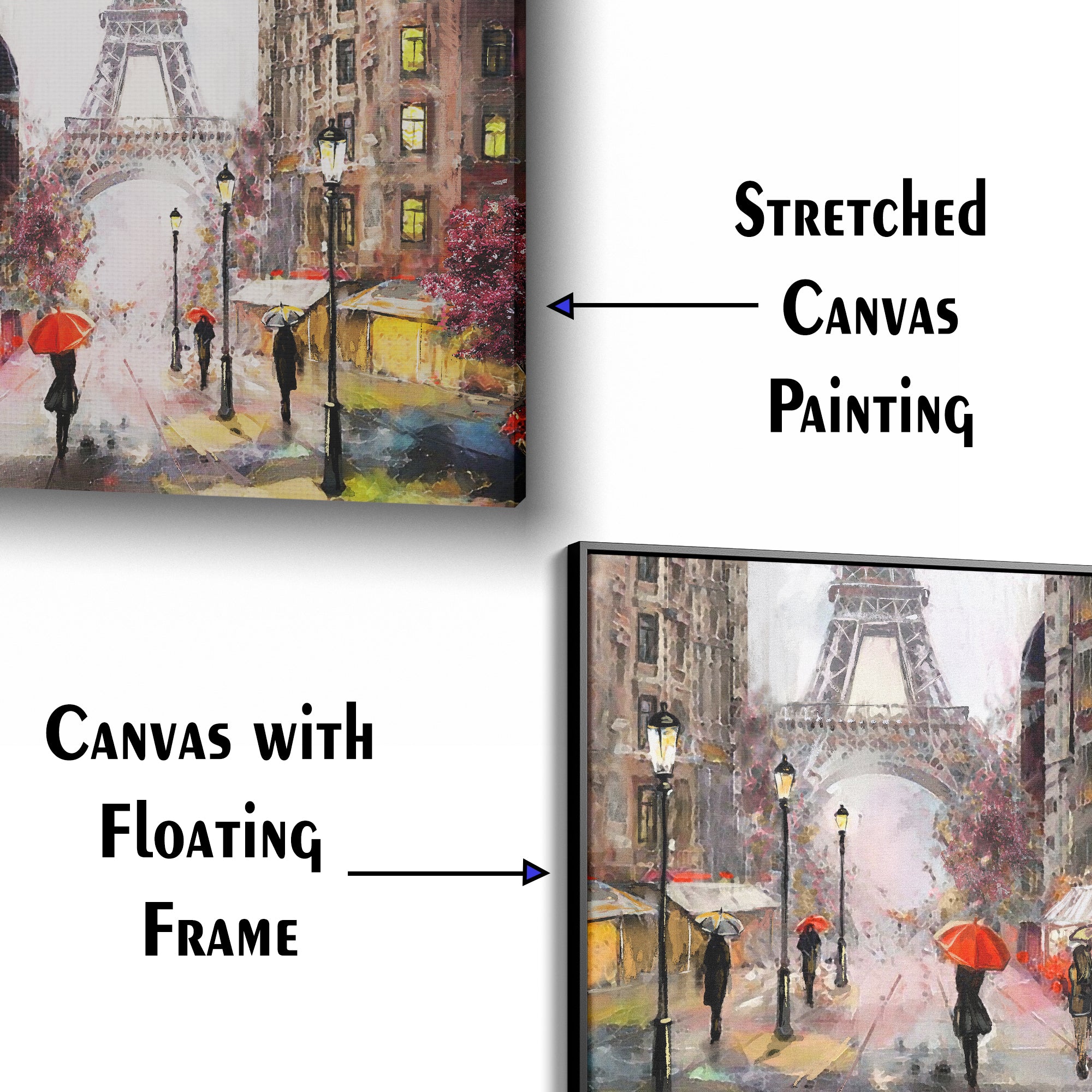 Eiffel Tower In Rain Abstract Art Wall Painting