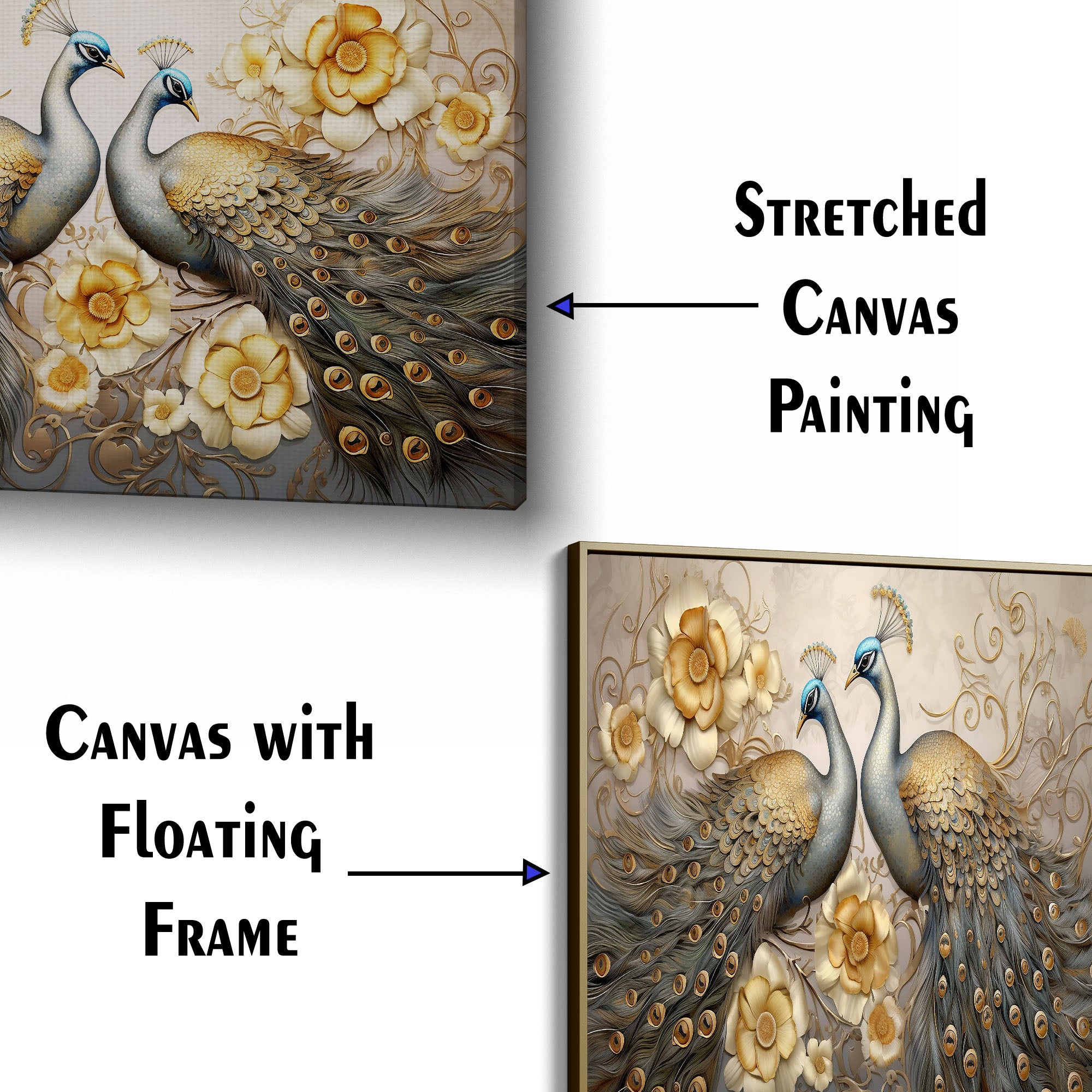Beautiful Peacock And Flower Canvas Wall Painting