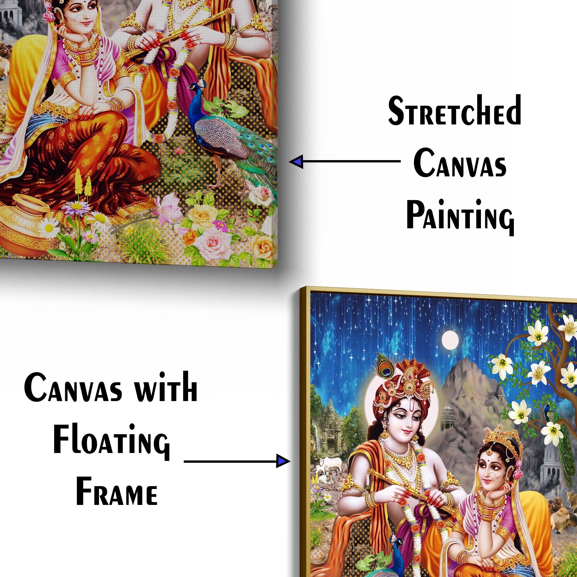 Lord Radha Krishna With Peacock Canvas Wall Painting