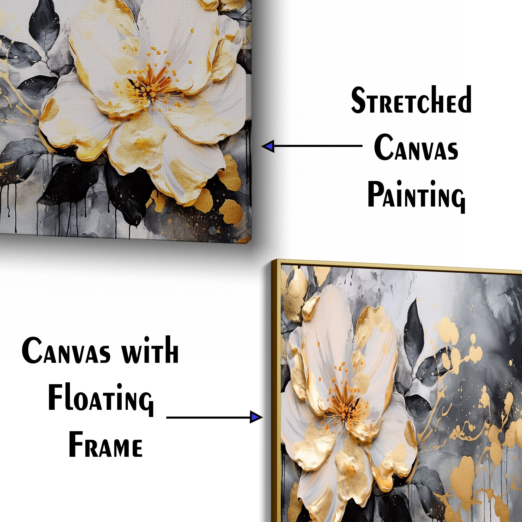 Beautiful Flower WIth Black Backgound Canvas Wall Painting